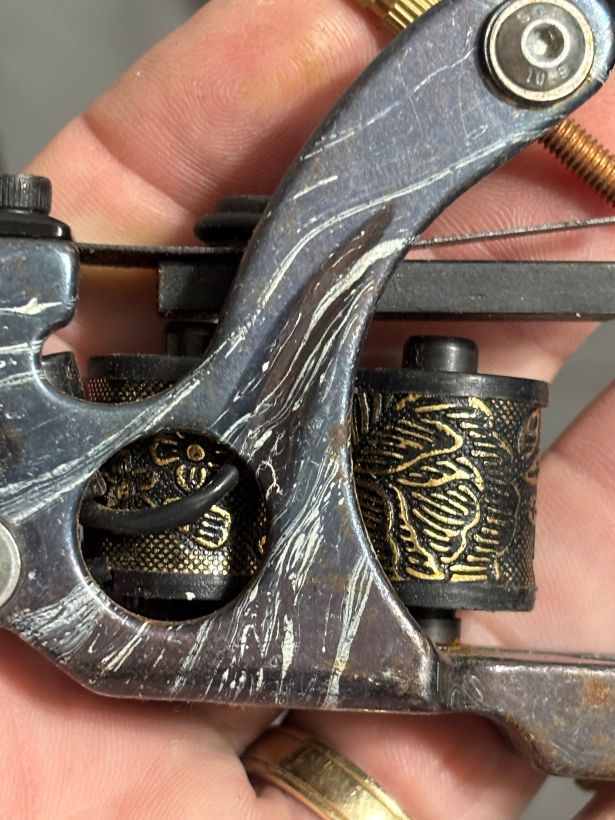 Vintage UNKNOWN Unbranded COIL TATTOO MACHINE Ornate wraps MARBLE METAL