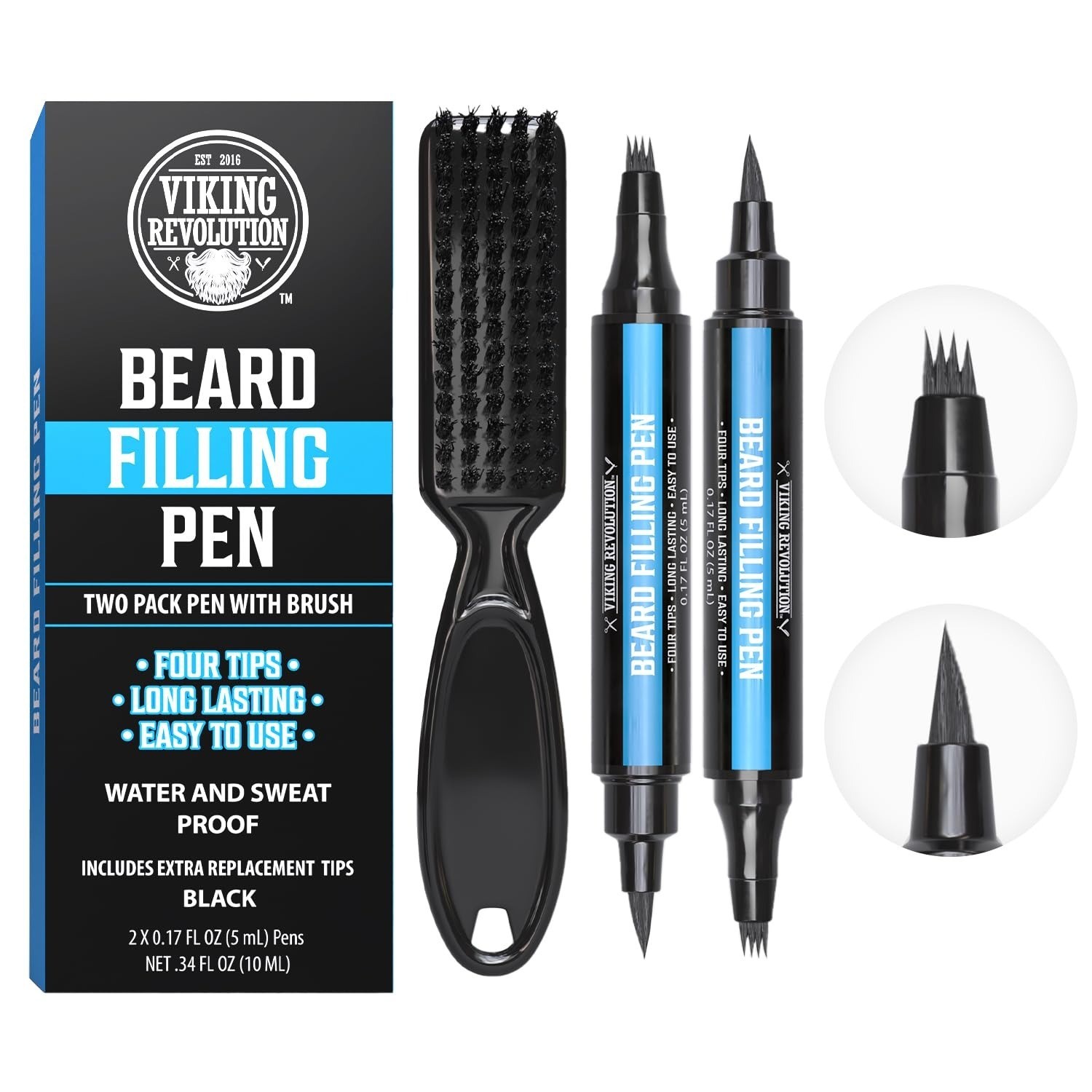 Viking Revolution Beard Filler Pencil Black 2 Pack Waterproof