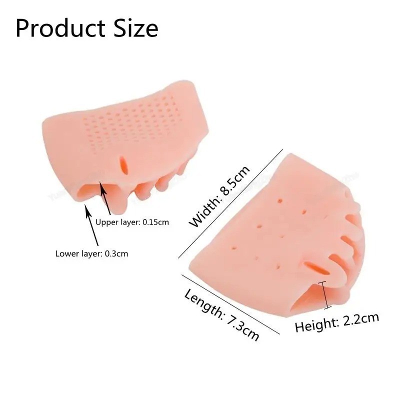 2PCS Bunion Toe Corrector Silicone Orthotics Straightener Separator Forefoot Pad