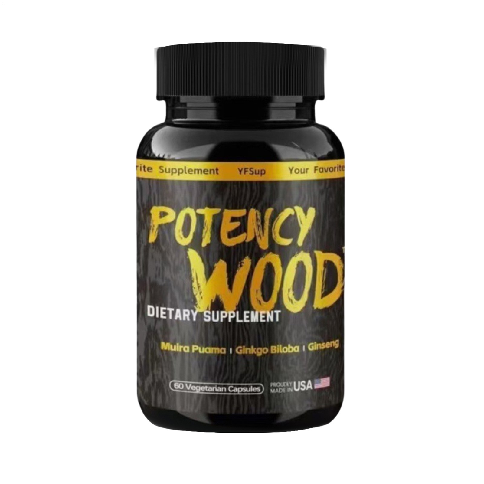 Potency Wood Dietary Supplement Muira Puama Ginko Biloba Ginseng 60 Capsules