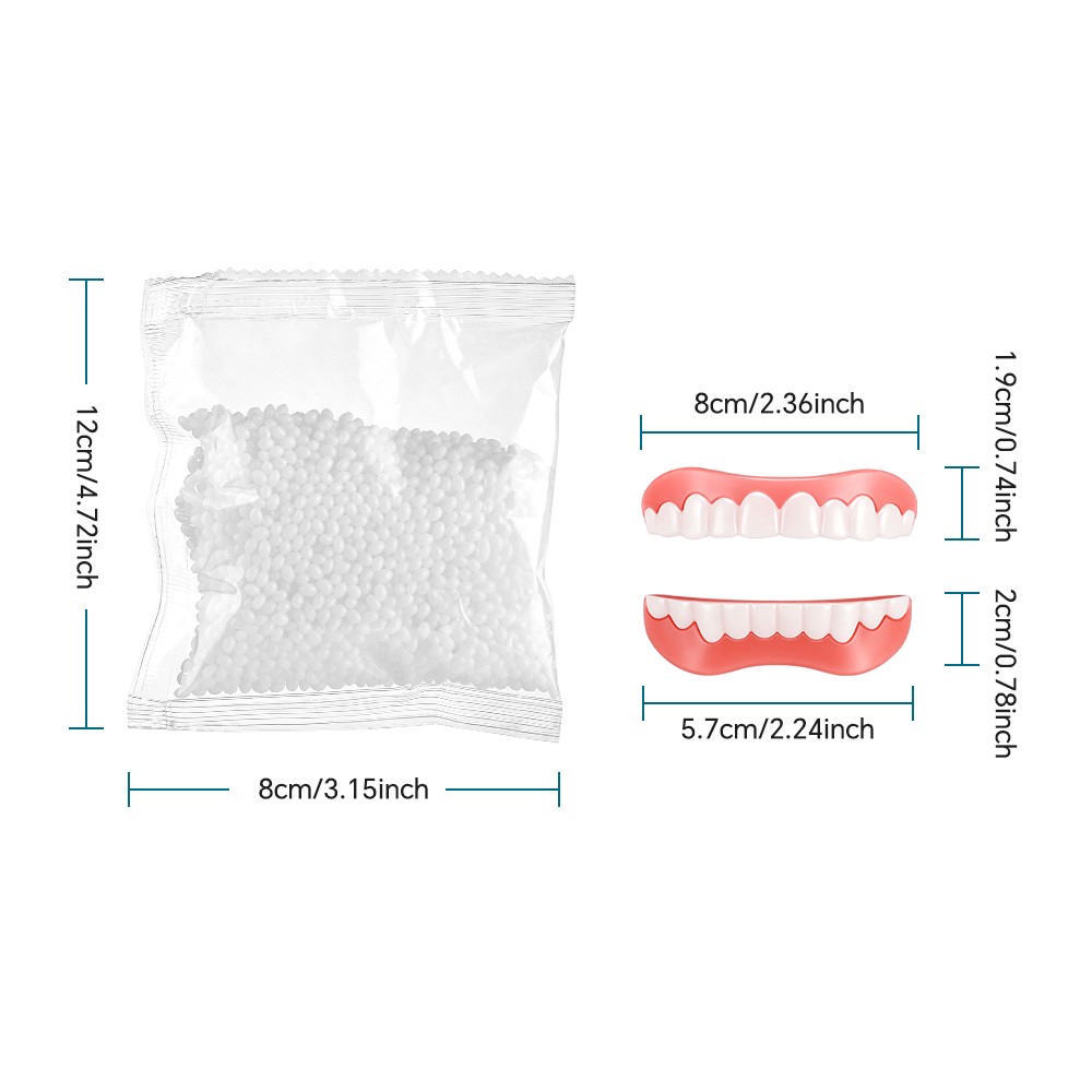 False Teeth Set Full Dentures,Adjustable Silicone Dentures to Fit Over Existing