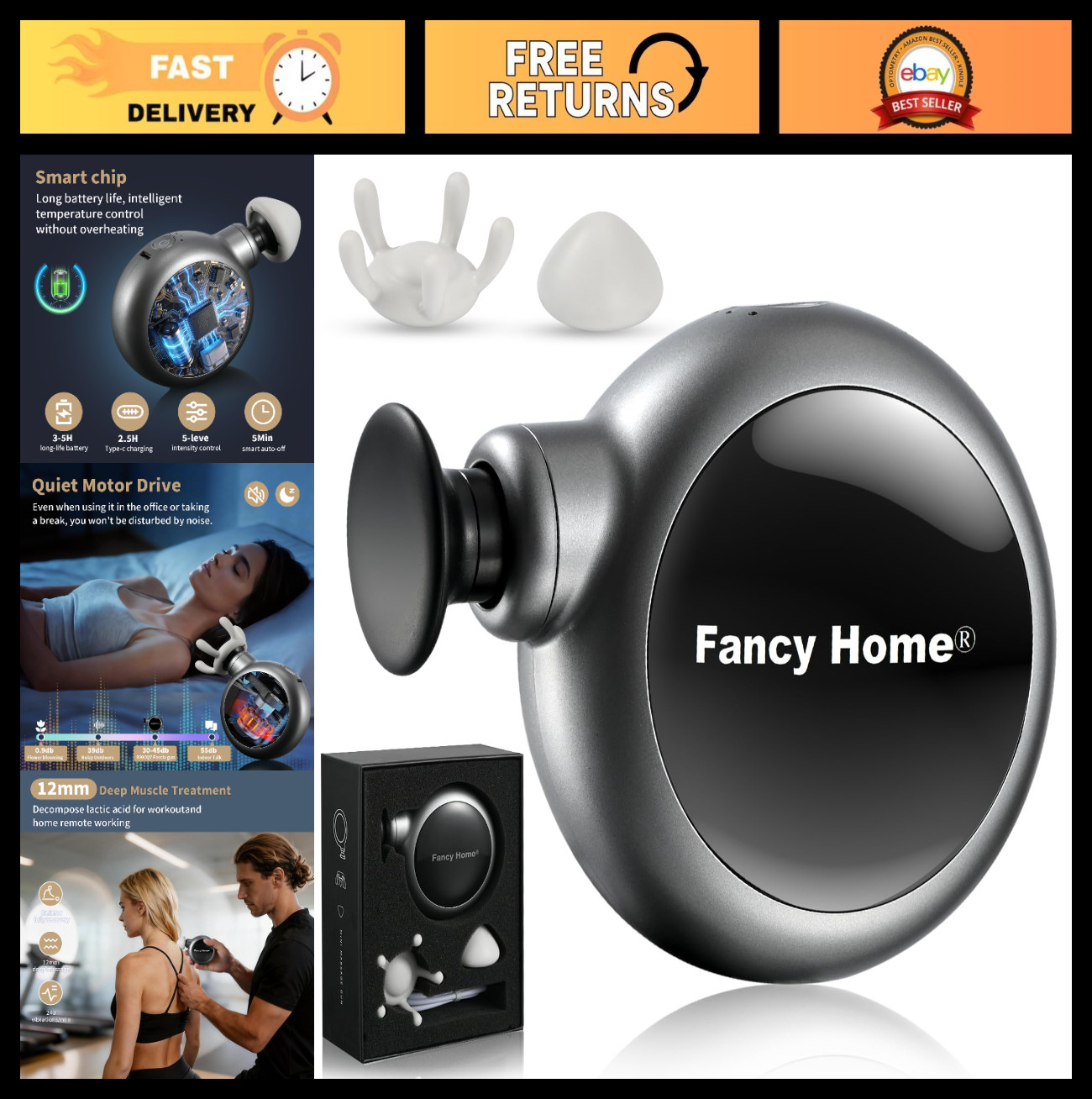 Mini Massage Gun – Palm-Sized Deep Tissue Massager, Cordless & Ultra Quiet, Trav