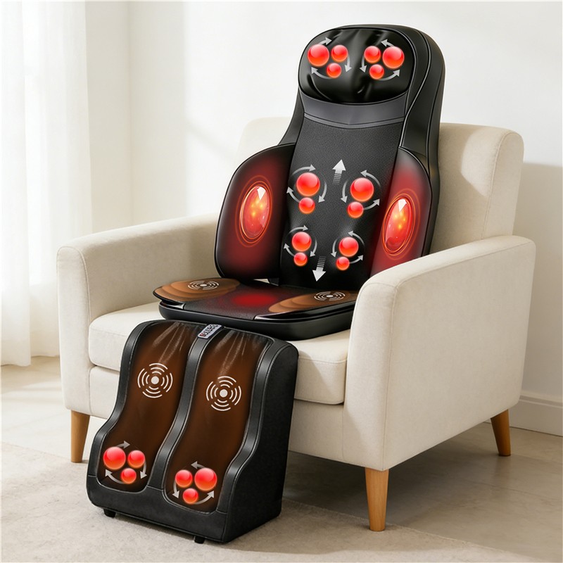 3-in-1 Full Body Massage Mat Shiatsu Heat Vibration Therapy Adjustable Intensity