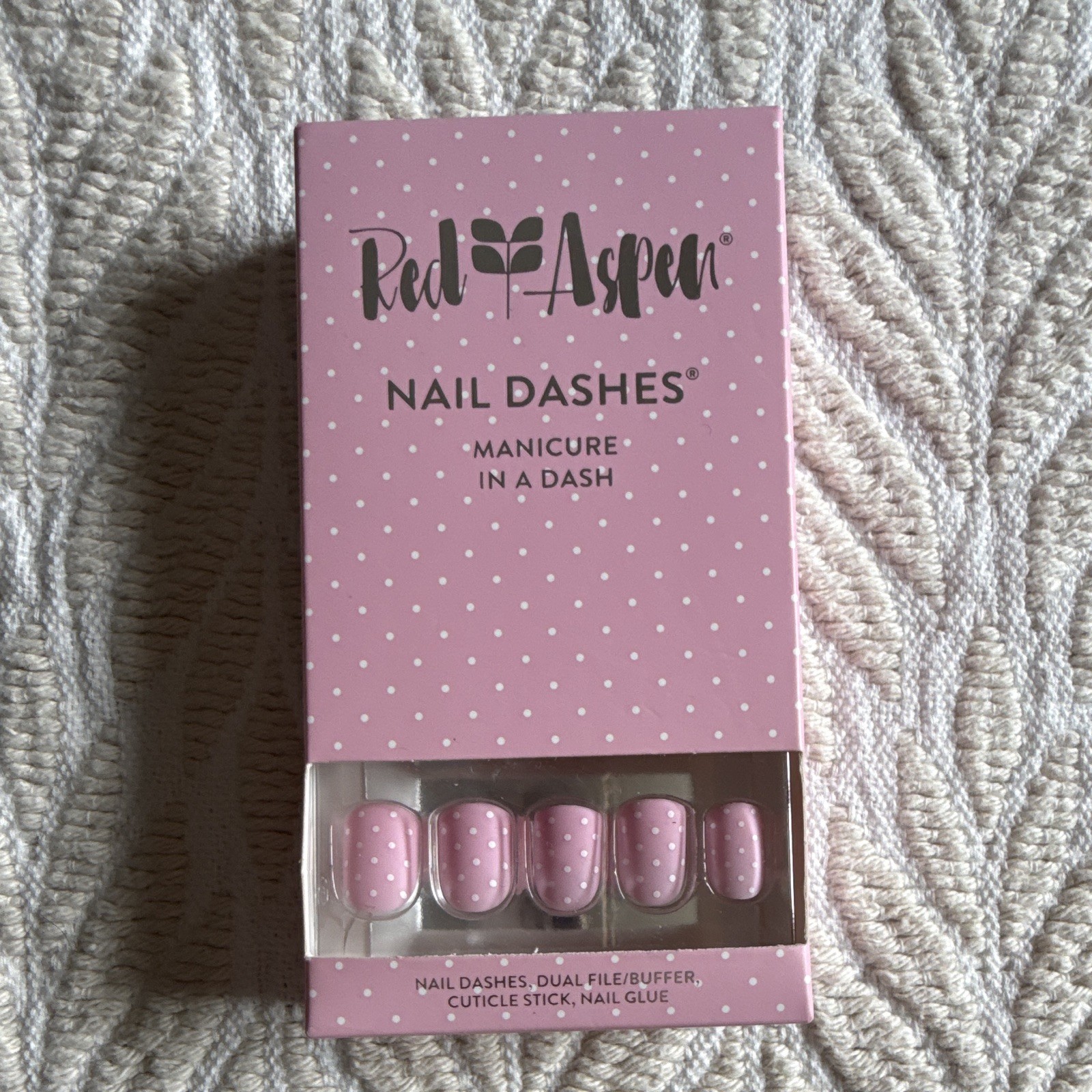 3 Red Aspen Nail Dashes Press-On Nails Lot 3 tie-dye, white, pink polka dot
