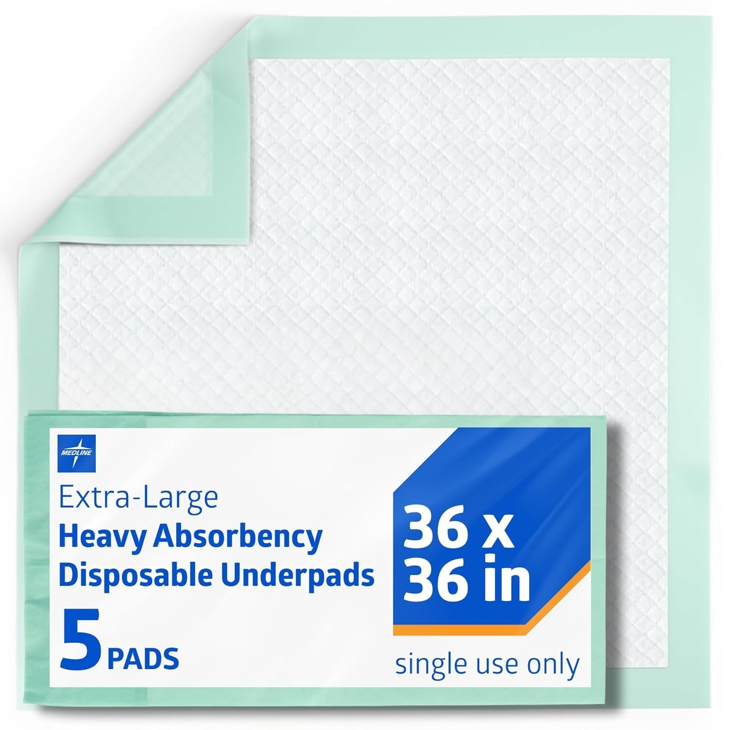 Disposable Adult Bed Pads 36×36 Heavy Duty Chux Incontinence Underpads 5 Count