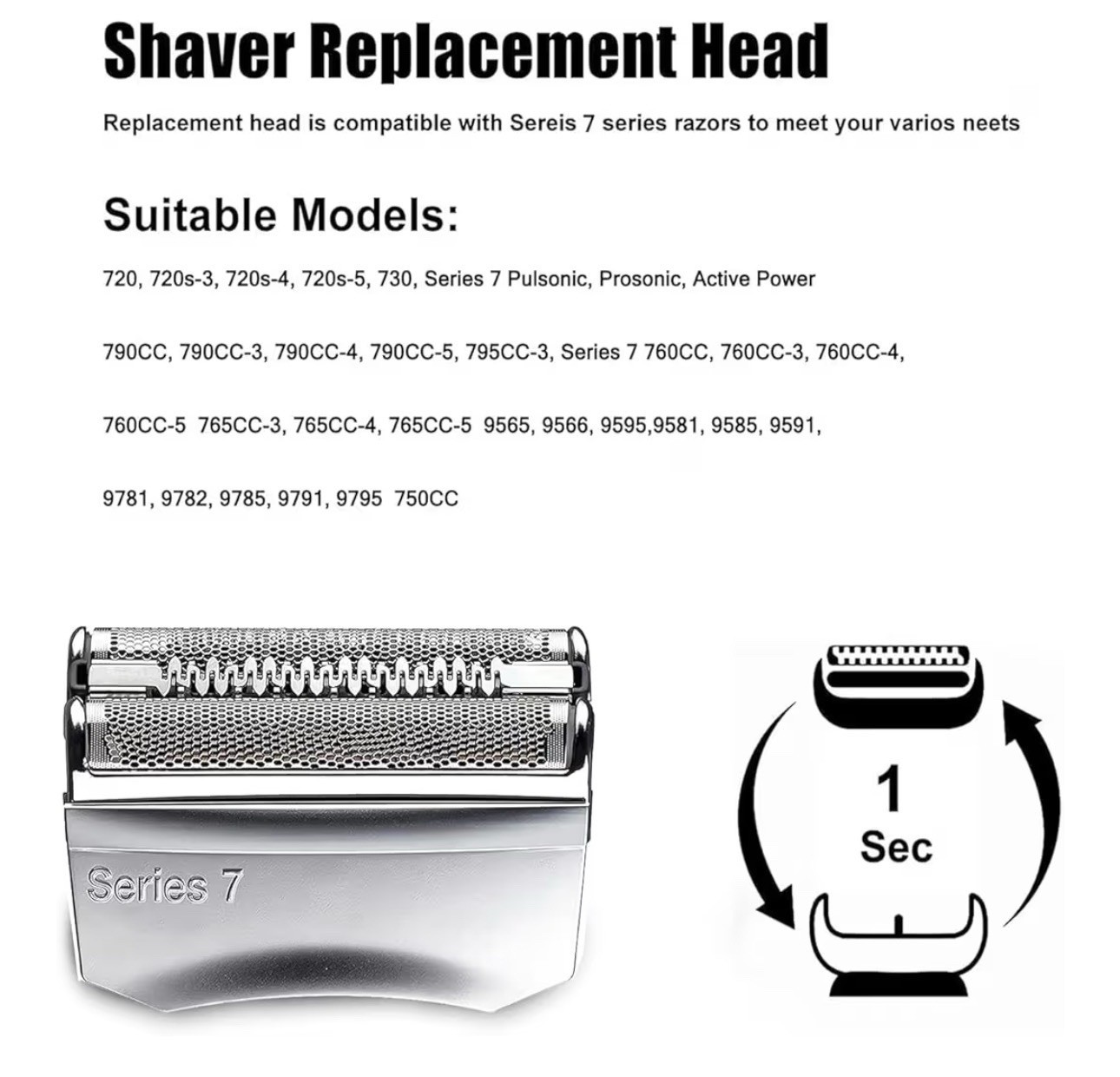 N/P 70S Series 7 Replacement Heads Compa.W/Braun Series 7 Electric Foil S720 730