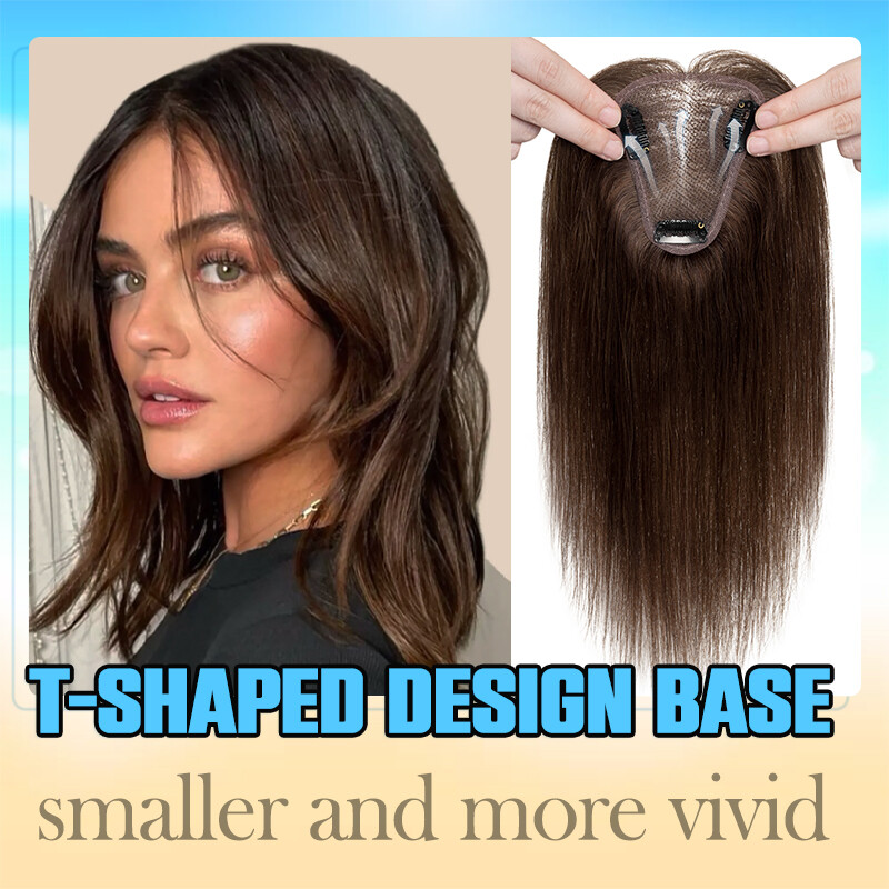 Free Part Full Lace Topper Hairpiece Clip in 100% Remy Human Hair Piece Toupee