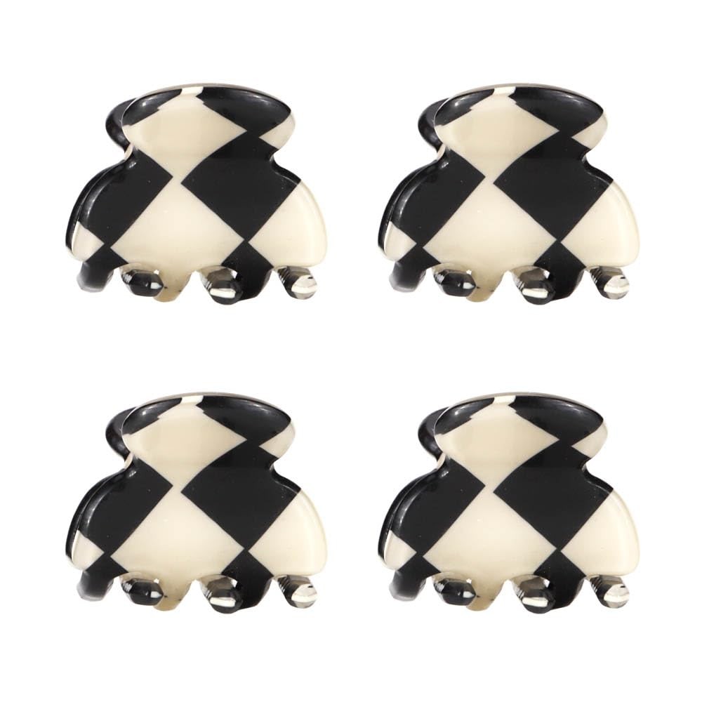 4 PCS Checkered Claw Clip Mini Hair Clips 1 Count (Pack of 4), Multi-colored