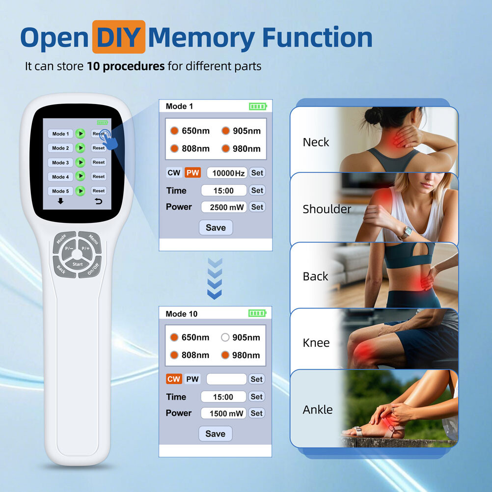 Handheld FourWave Cold Laser Equipment Touch Control Red Light Therapy Device