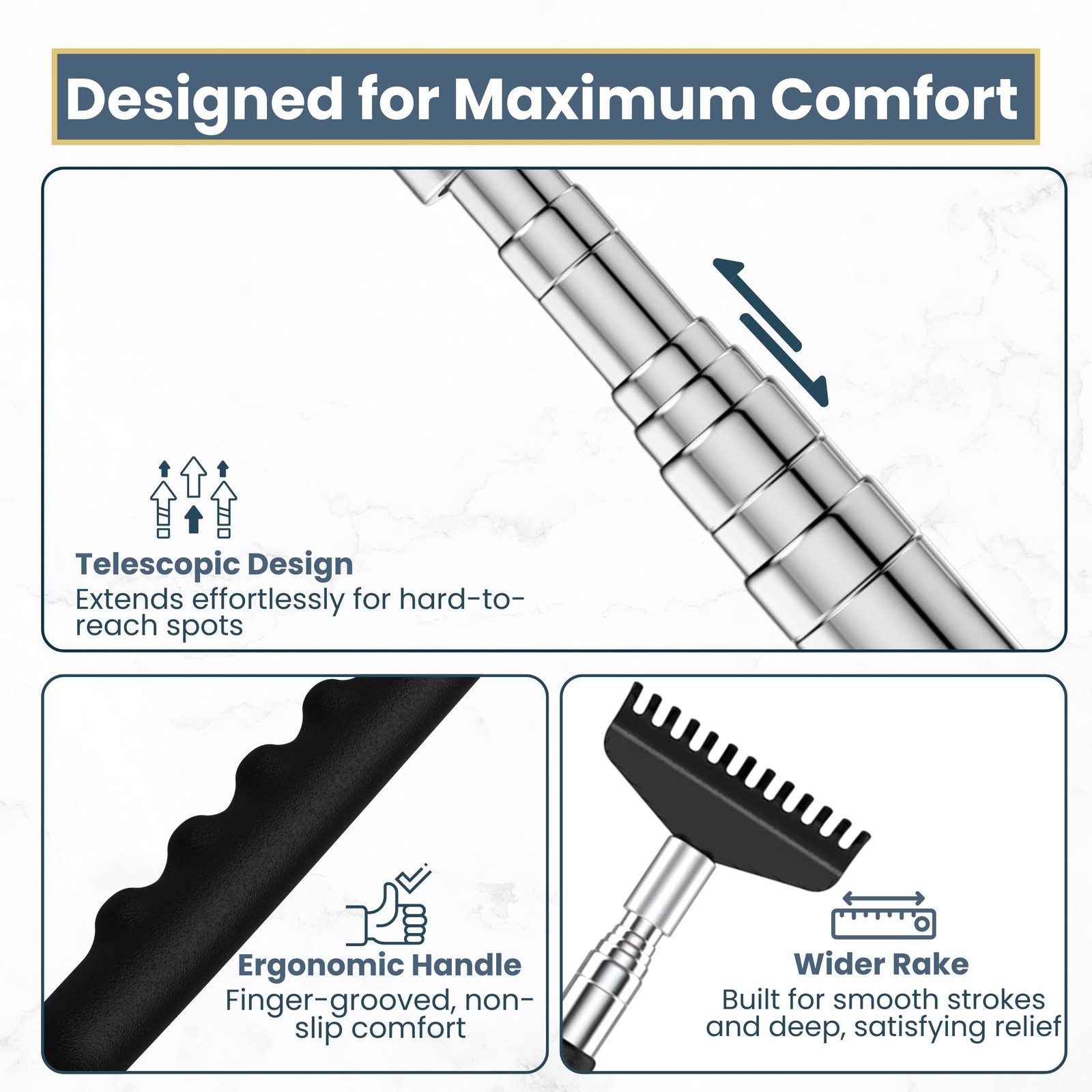 Robust Telescoping Back Scratcher for Instant Itch Relief, Extra Wide Head, S…
