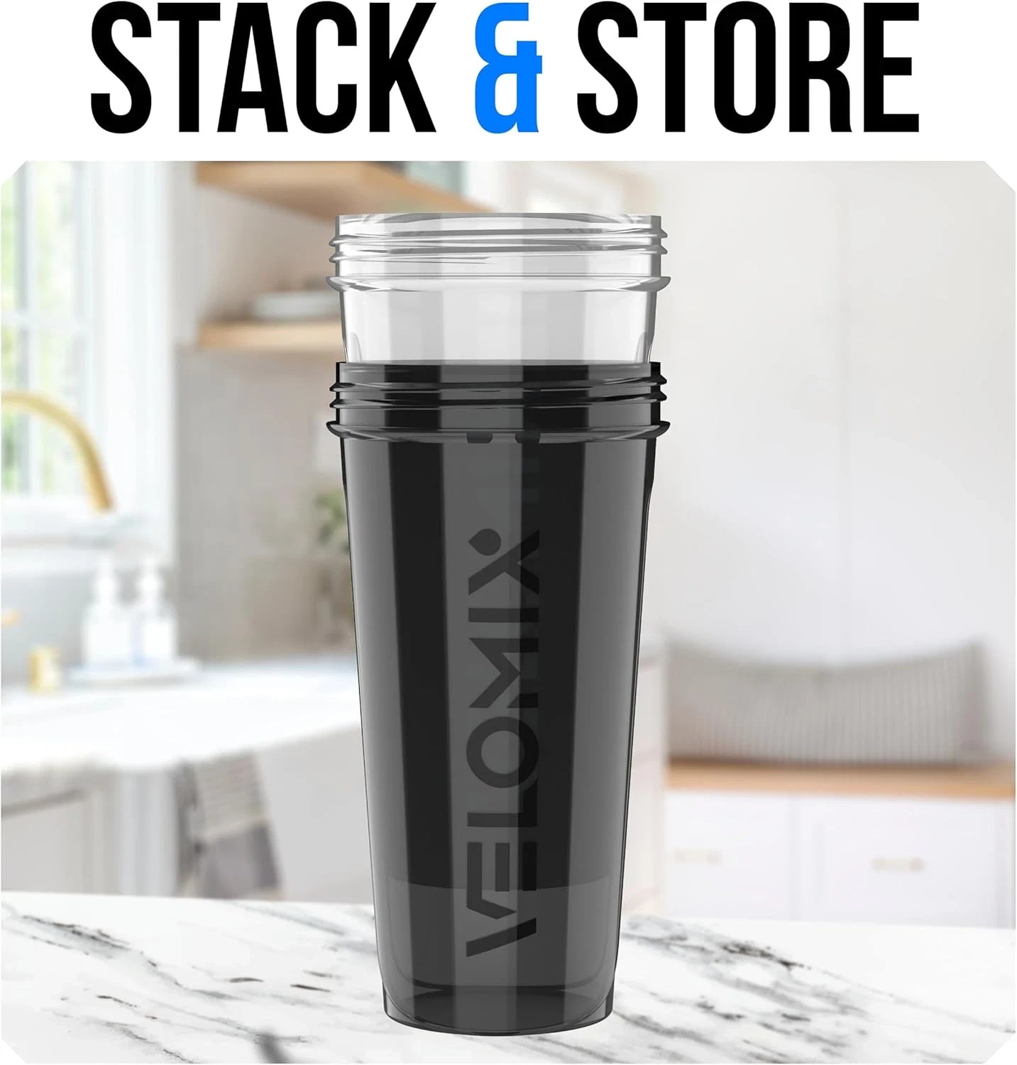 VELOMIX -2 Pack- 28 Oz Protein Shaker Bottles for Protein Mixes – 2X Wire Whisk
