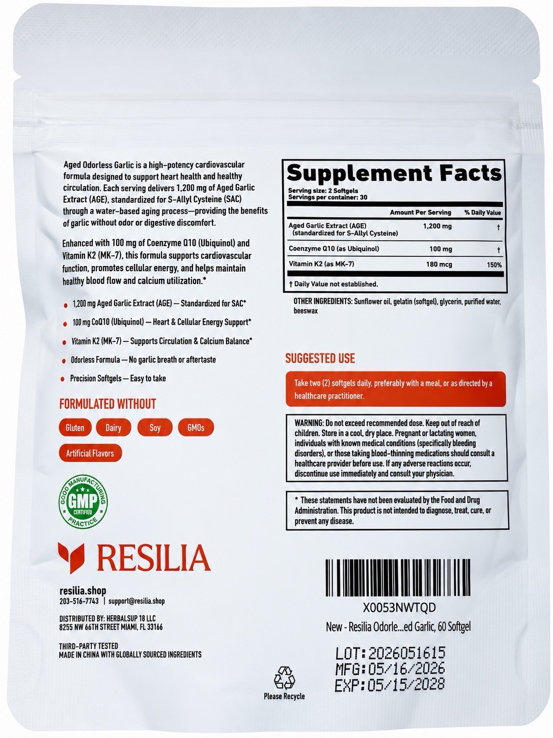 Garlic Extract 600mg Softgels (60 Count) – Odorless Aged Garlic Extra…