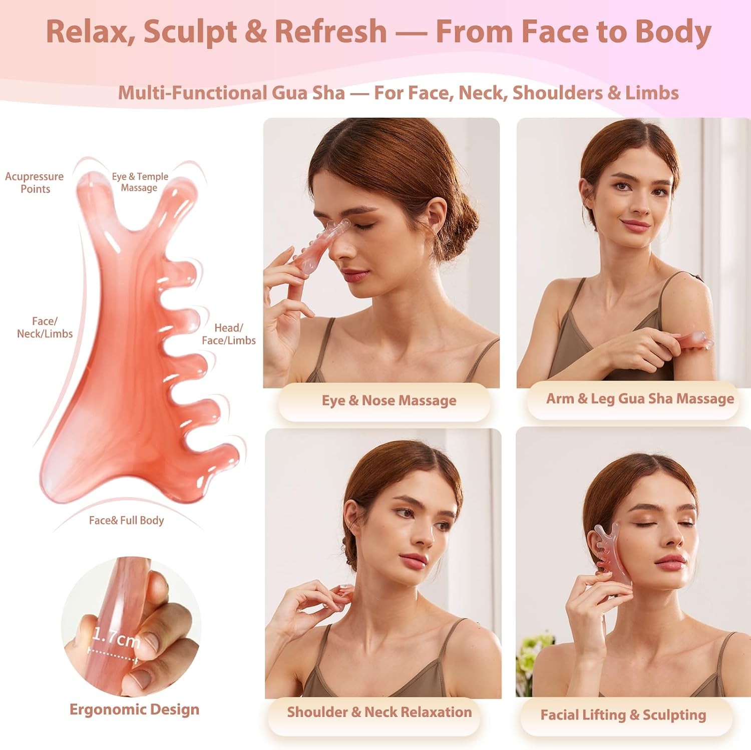 3pcs Scalp Massage Tool Head Massager Gua Sha Comb for Face/Neck/Body/Eye