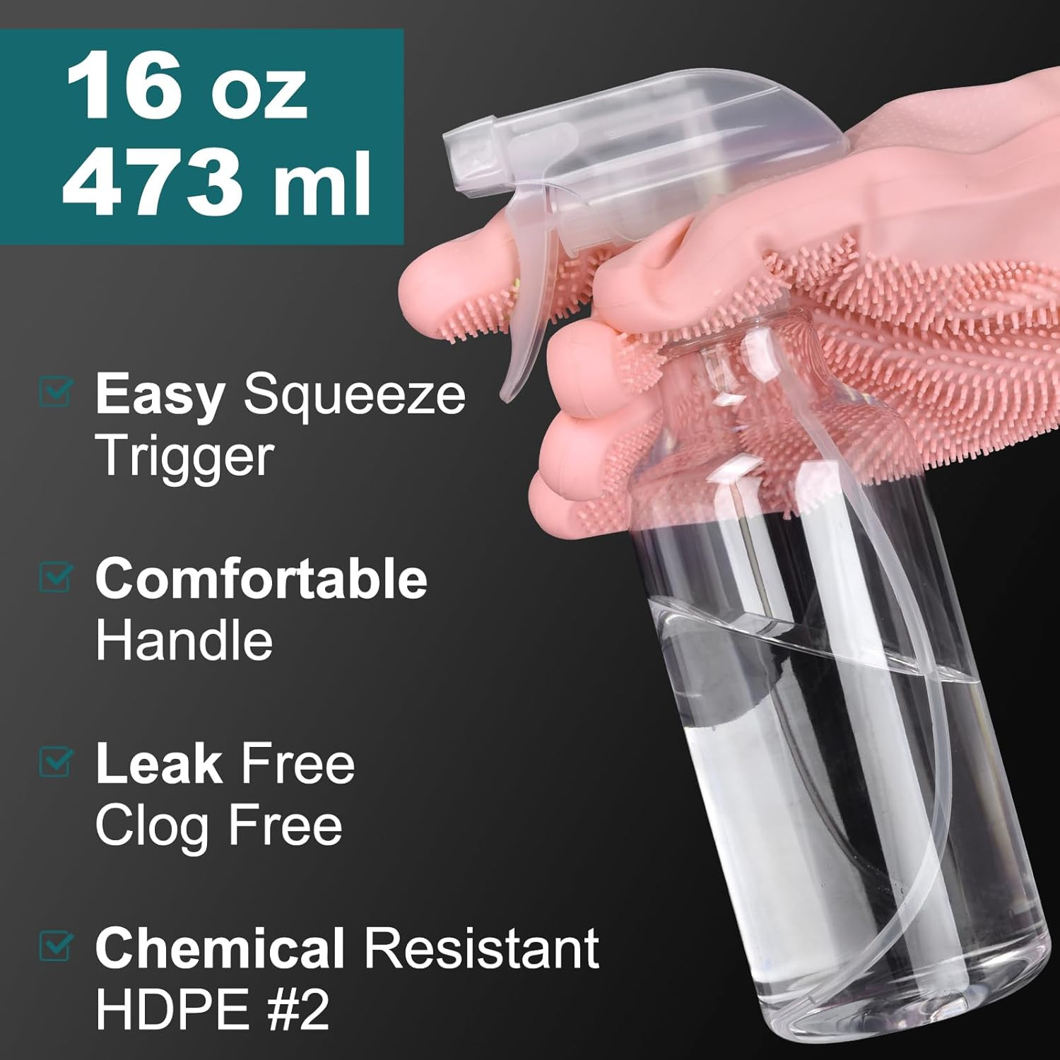 Plastic Spray Bottles, 16.9Oz/2Pack,Adjustable Spray Bottles for Cleaning, Empty