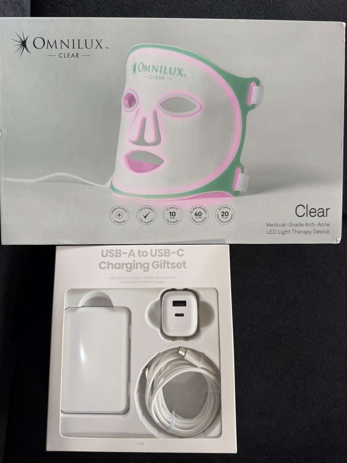Omnilux Clear Face LED Light Therapy Mask Full Kit