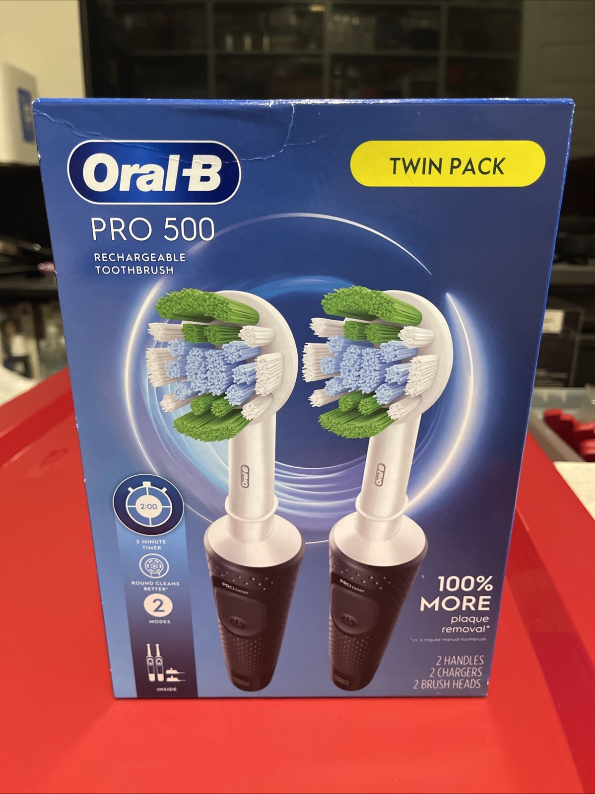 Brand New Twin Pack – Oral-B Pro 500 Electric Toothbrush Rechargeable, 2 Modes