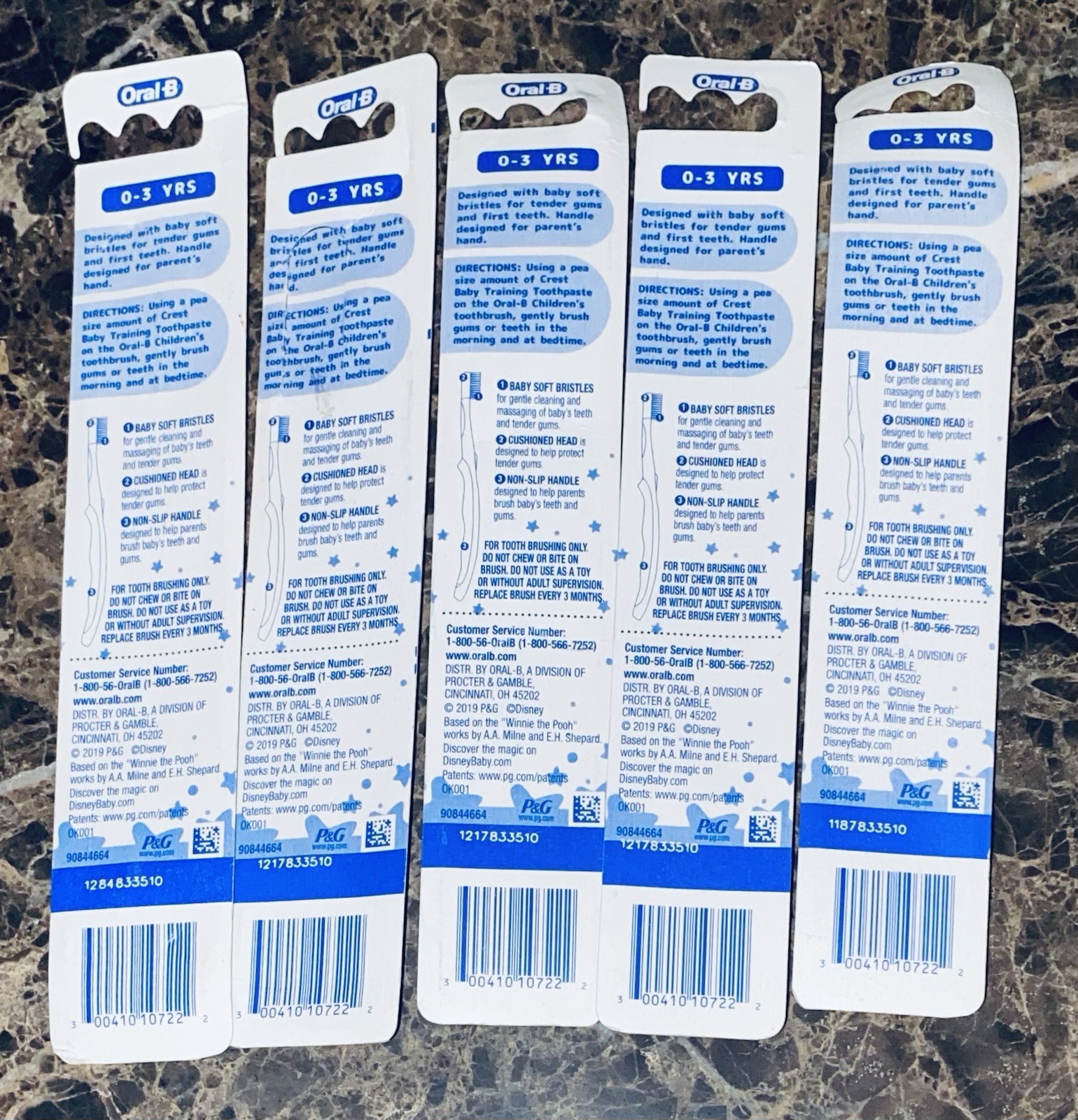 Baby Oral-B Winnie The Pooh & Tigger Extra Soft Toothbrushes 0-3 Years Lot Of 5