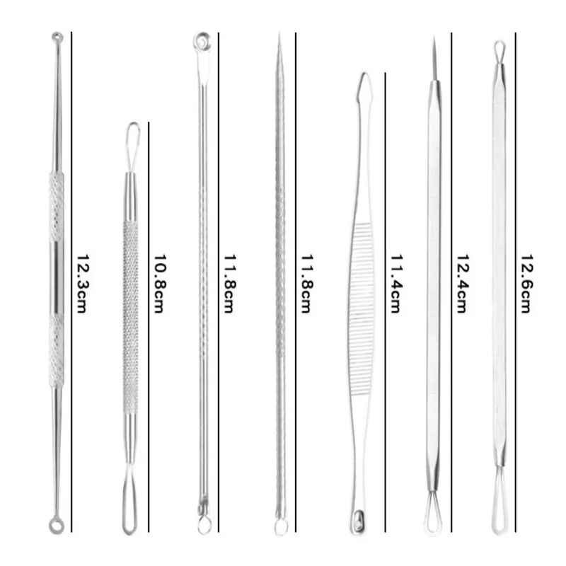 7 Pcs Blackhead Remover Tool Set Stainless Steel Pimple Blemish Comedone Extract