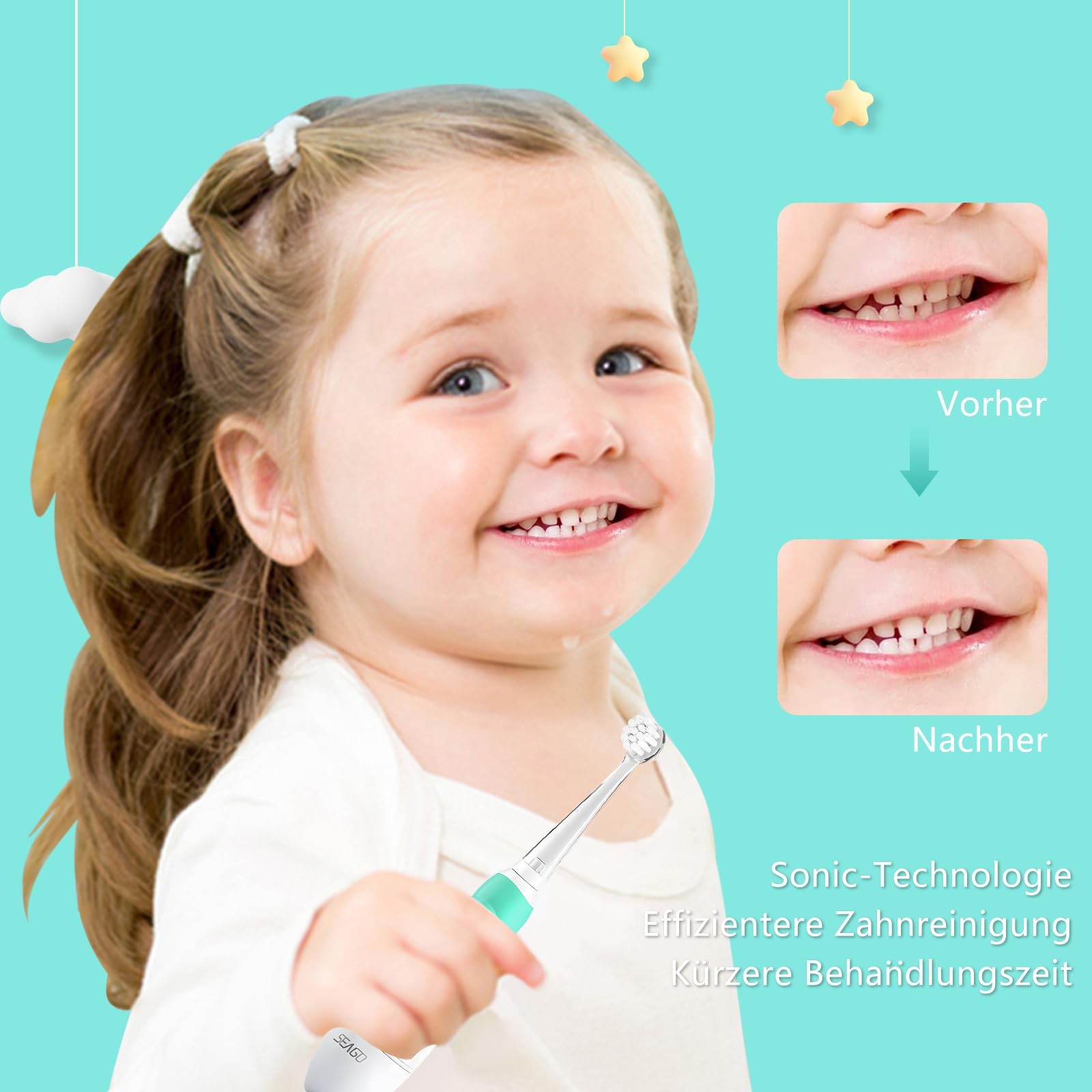 SEAGO Baby Toothbrush Age 0-2-3 Years Old 1 Count (Pack of 1), Green