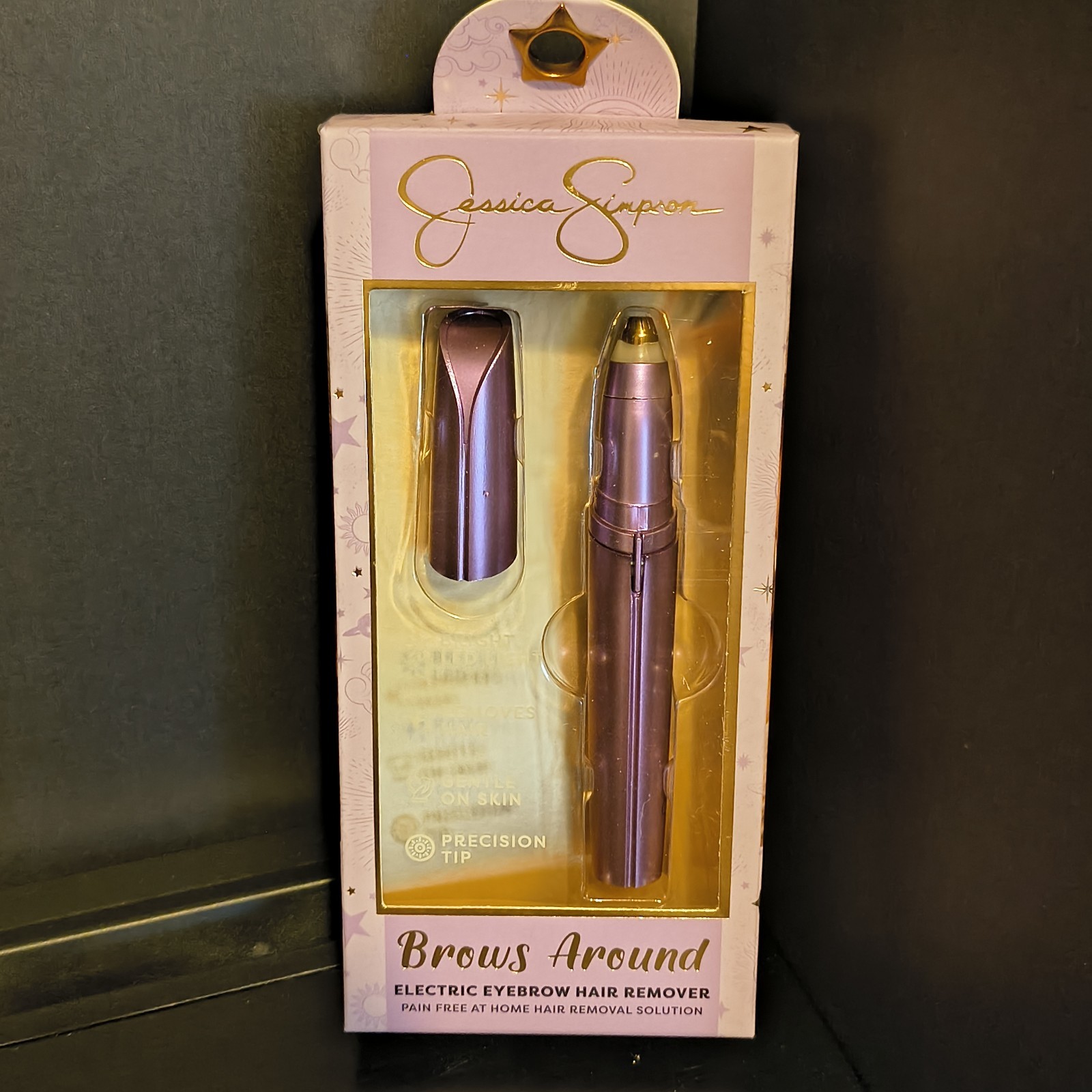 Jessica Simpson Brows Around Precision Face Shaver, Cordless LED Light, Purple
