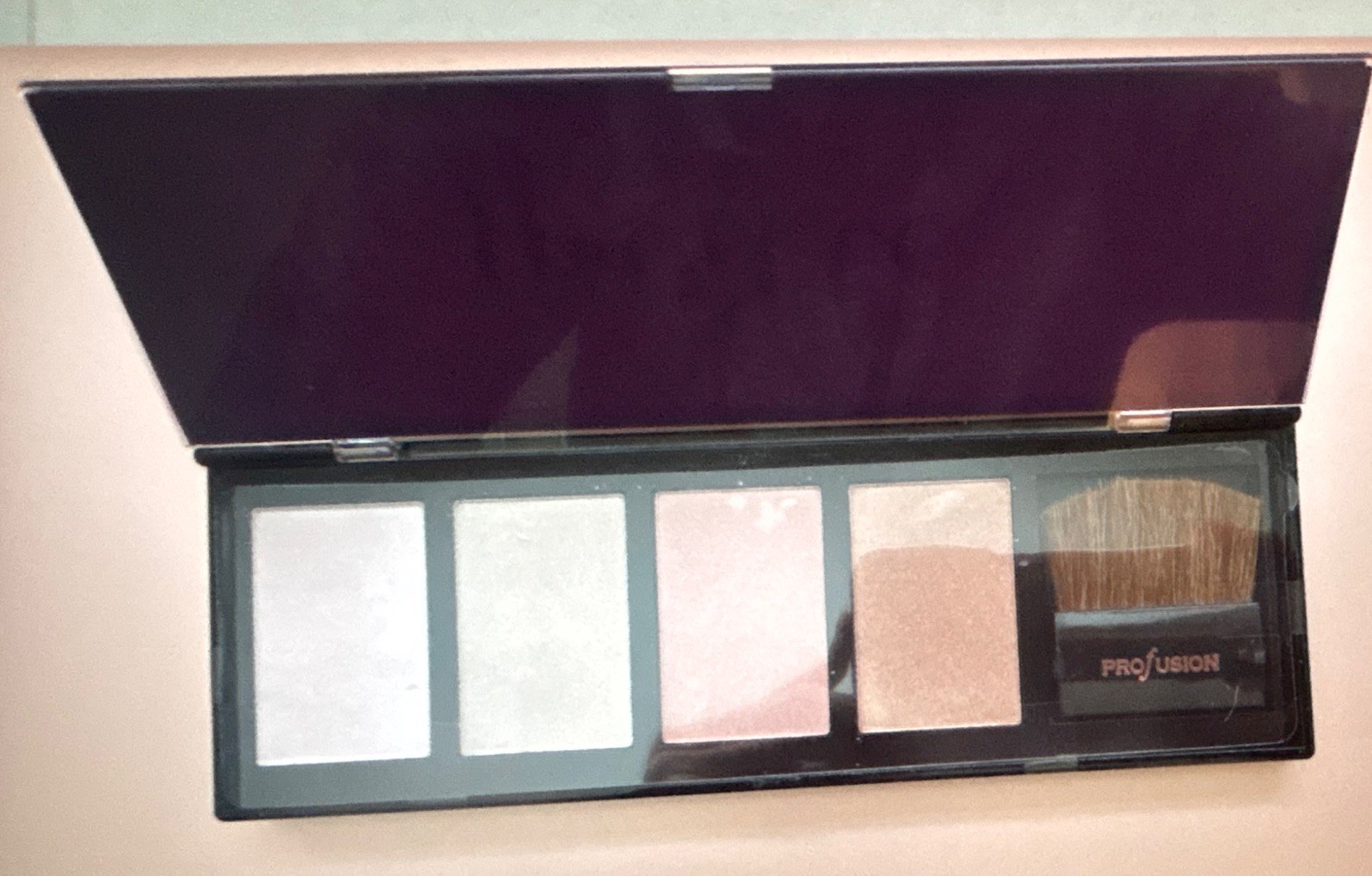 Profusion Sparkle Strobe + Define Highlighter Palette w/ Brush White Pink Bronze