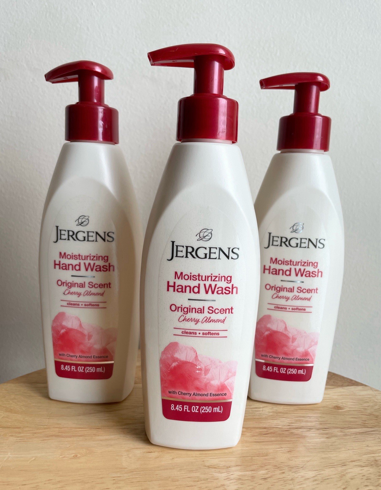 3 Jergens Original Scent Cherry Almond Moisturizing Hand Wash Soap Pump 8.45oz
