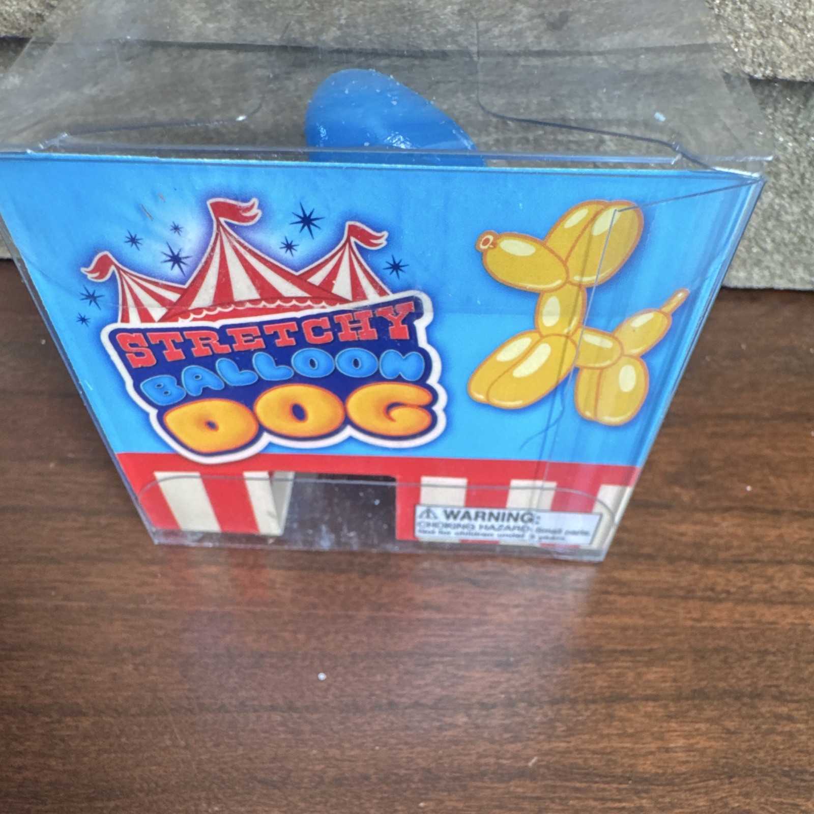 Stretchy Balloon Dog Blue Plastic Squeezable Stress Reliever Fidget Toy 3in