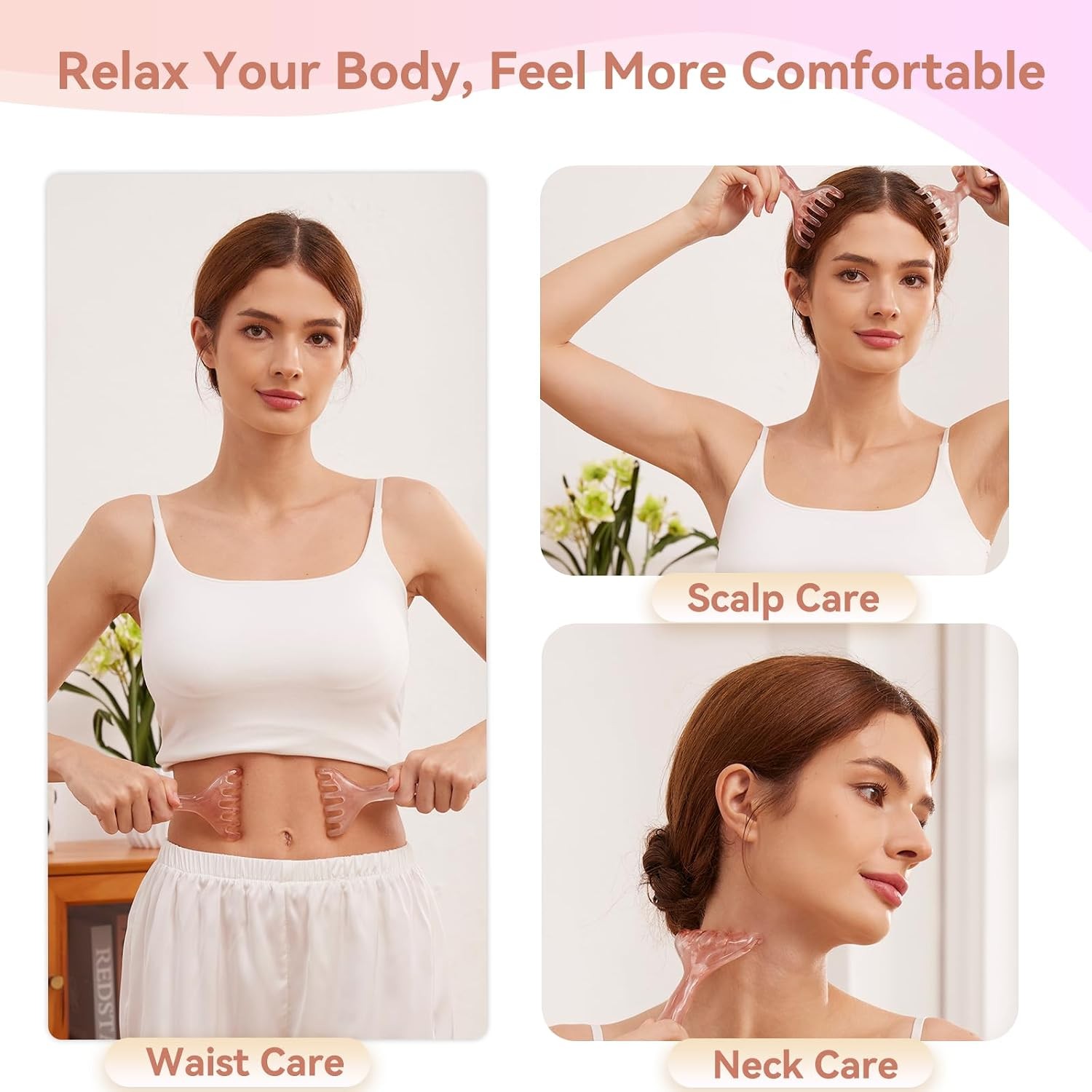 3pcs Scalp Massage Tool Head Massager Gua Sha Comb for Face/Neck/Body/Eye