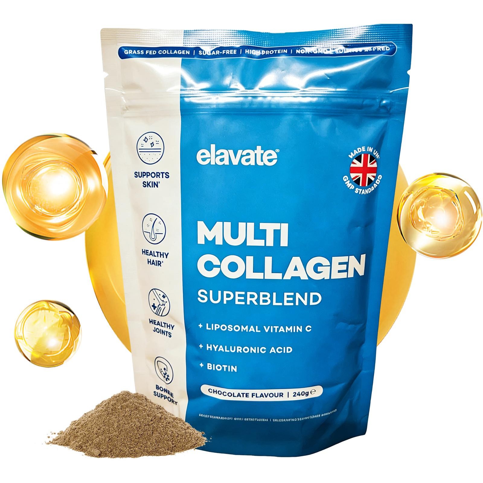 Elavate Multi Hair Superblend Skin Chocolate 240g Collagen Joint Wellness