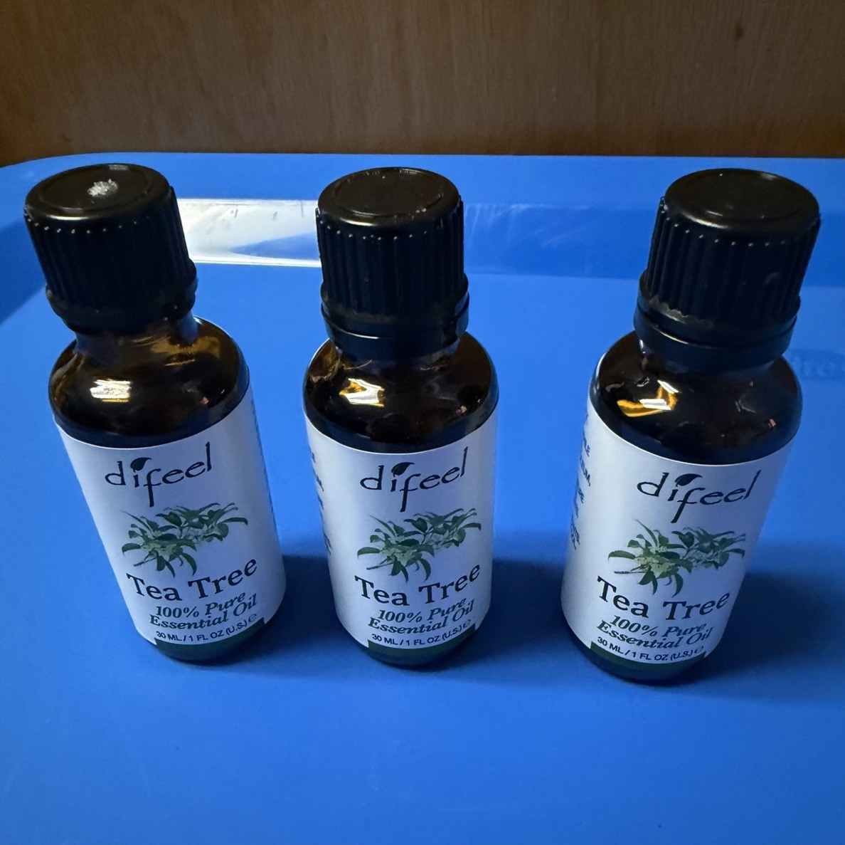 Difeel 100% Pure Tea Tree Essential Oil 30 mL (1 fl oz) Glass Bottles 3PK
