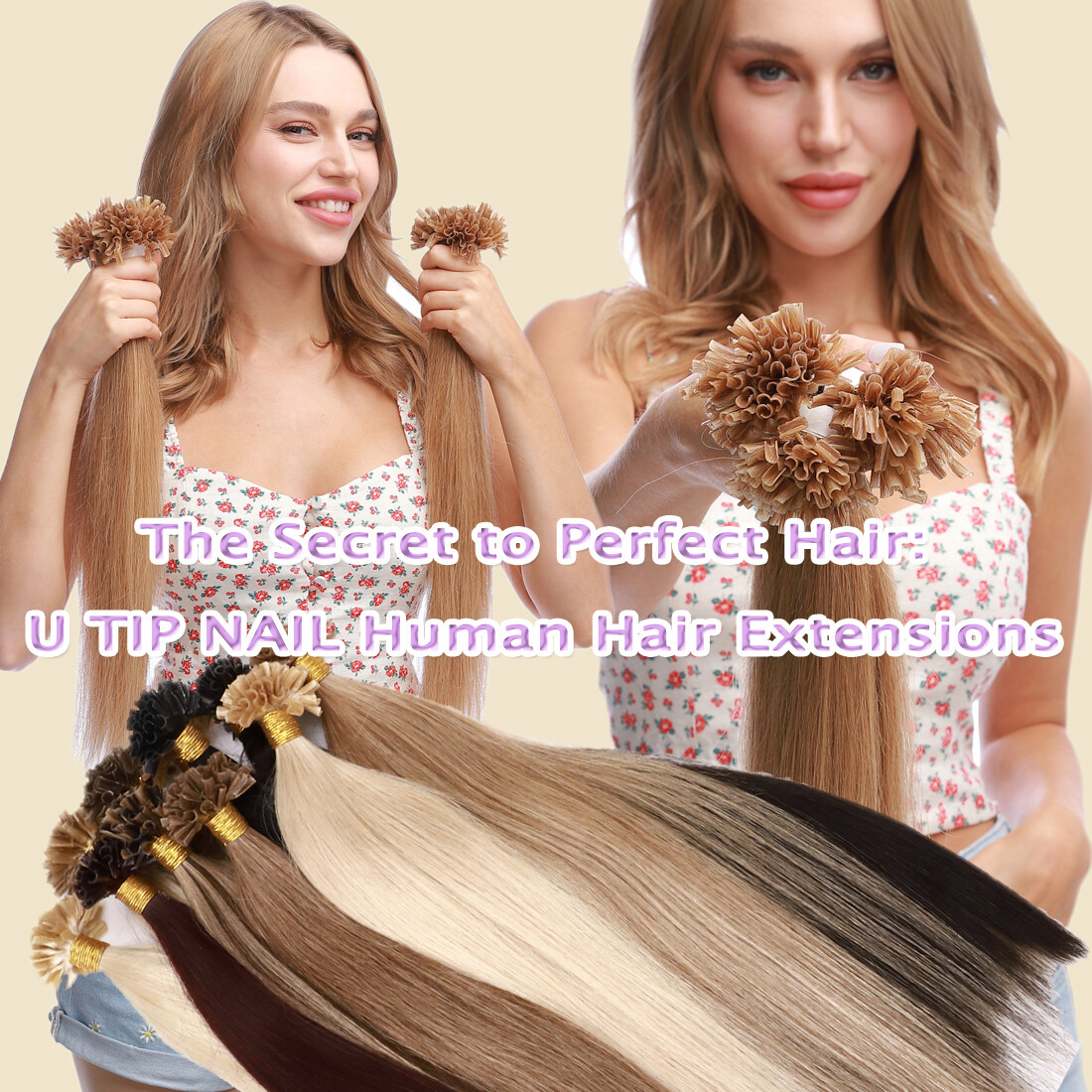 16″-24″ Double Drawn Nail U Tip Human Hair Extensions Pre-bonded Keratin 1g 200g