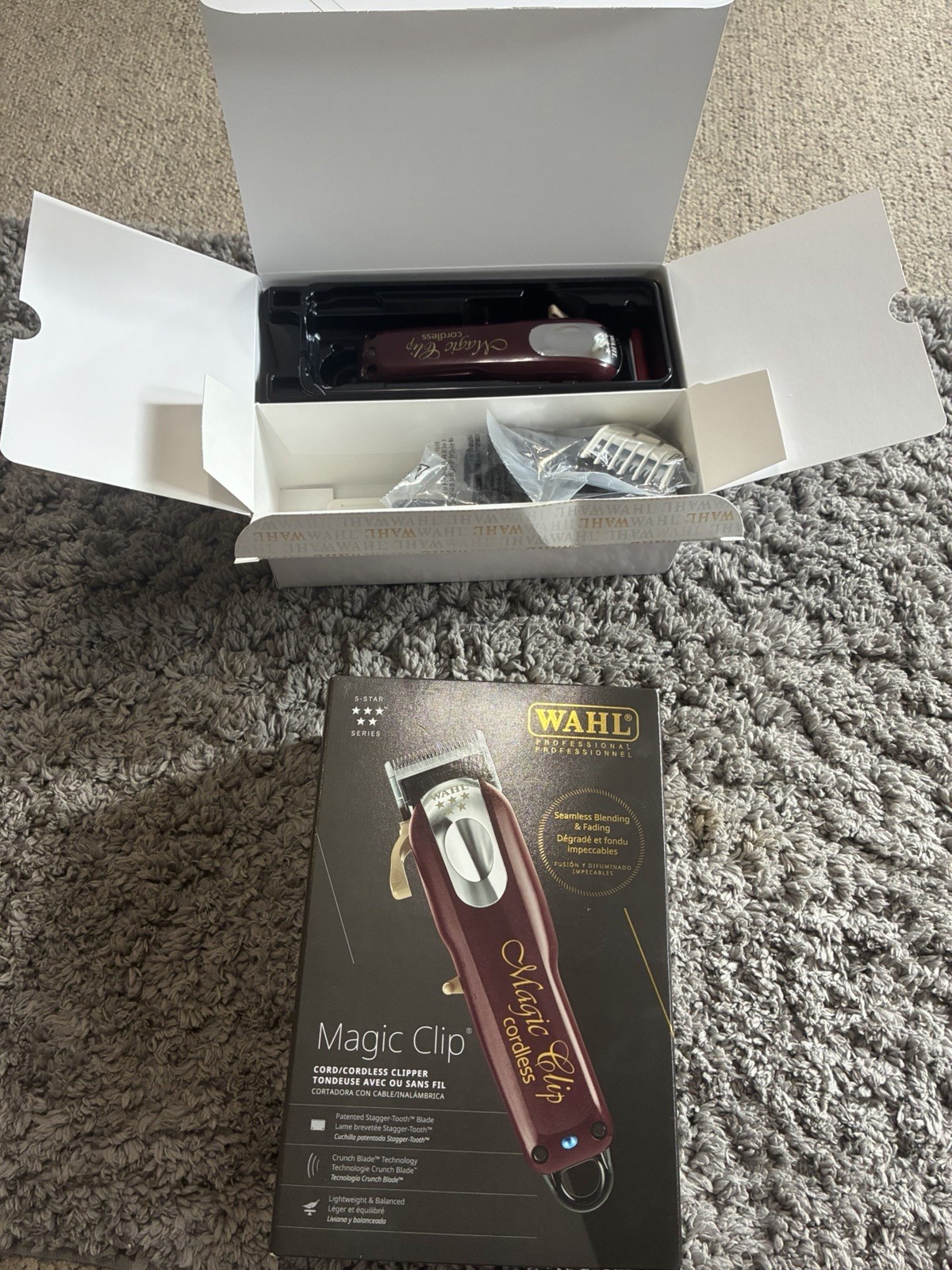 Wahl Magic Clip Cordless Hair Clipper Battery Rotary Motor Burgundy 8148