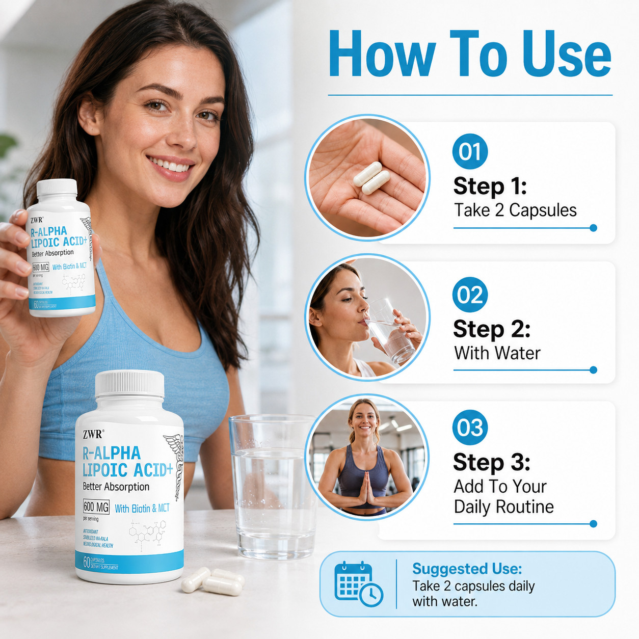 R-Type Alpha Lipoic Acid Capsules – 600 mg with Biotin; Supports Cellular Health