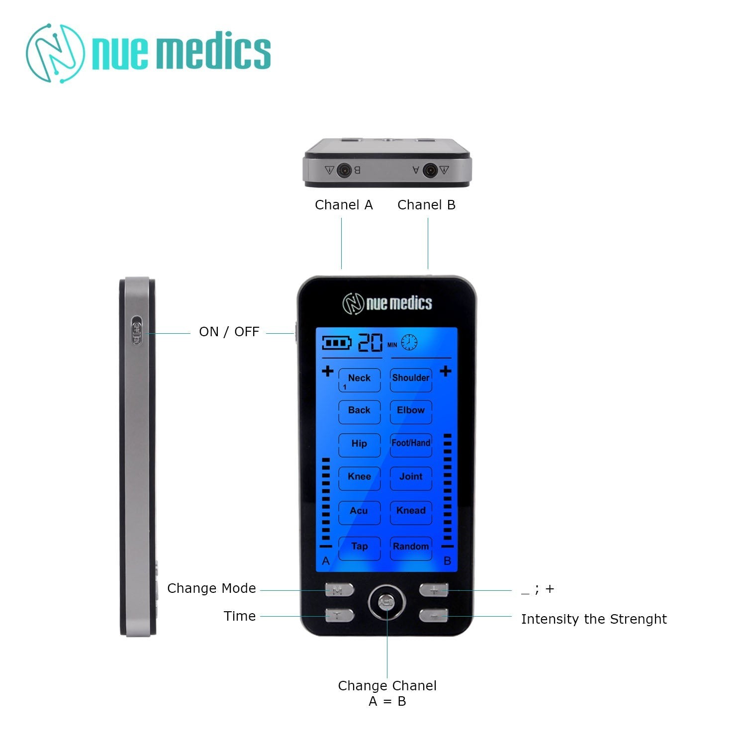 Tens Unit Machine Pulse Massager for Pain Relief, 24 Massage Modes, Rechargeable