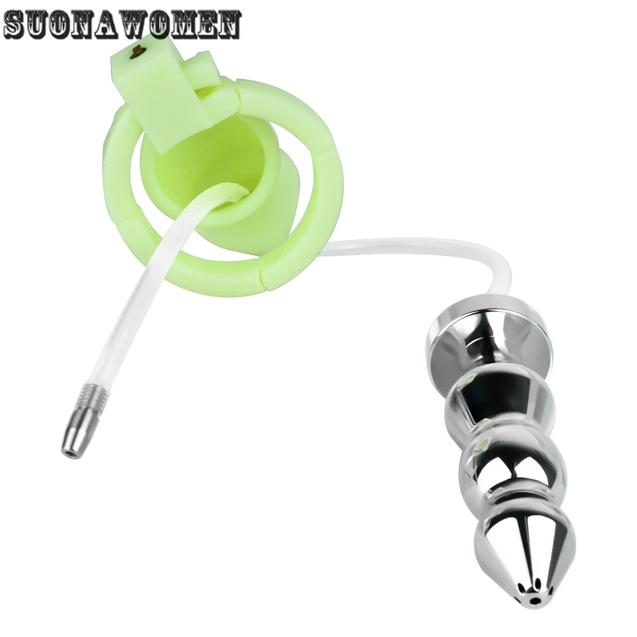 Chastity Cage with Metal Combination Plastic Cage with Self-Adjusting Snap Rings