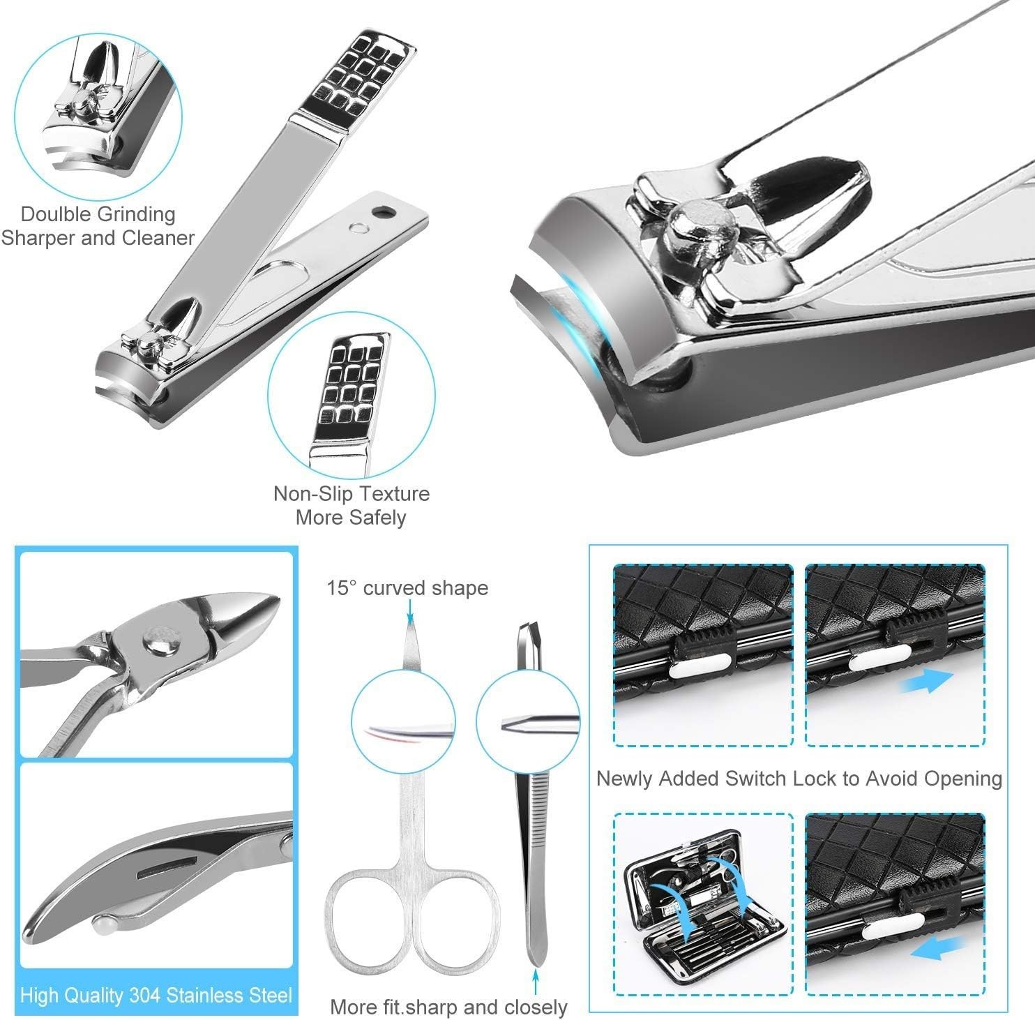 Nail Clipper Set OKOM 19PCS – Professional Manicure Nail Kit for Men Women