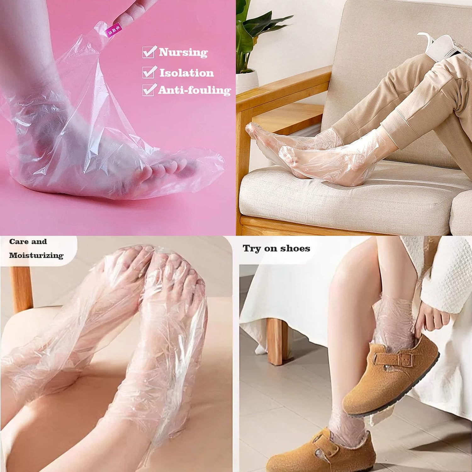 400-Pack Disposable Plastic Foot Covers for Feet – Leak-Proof Paraffin Wax Bath