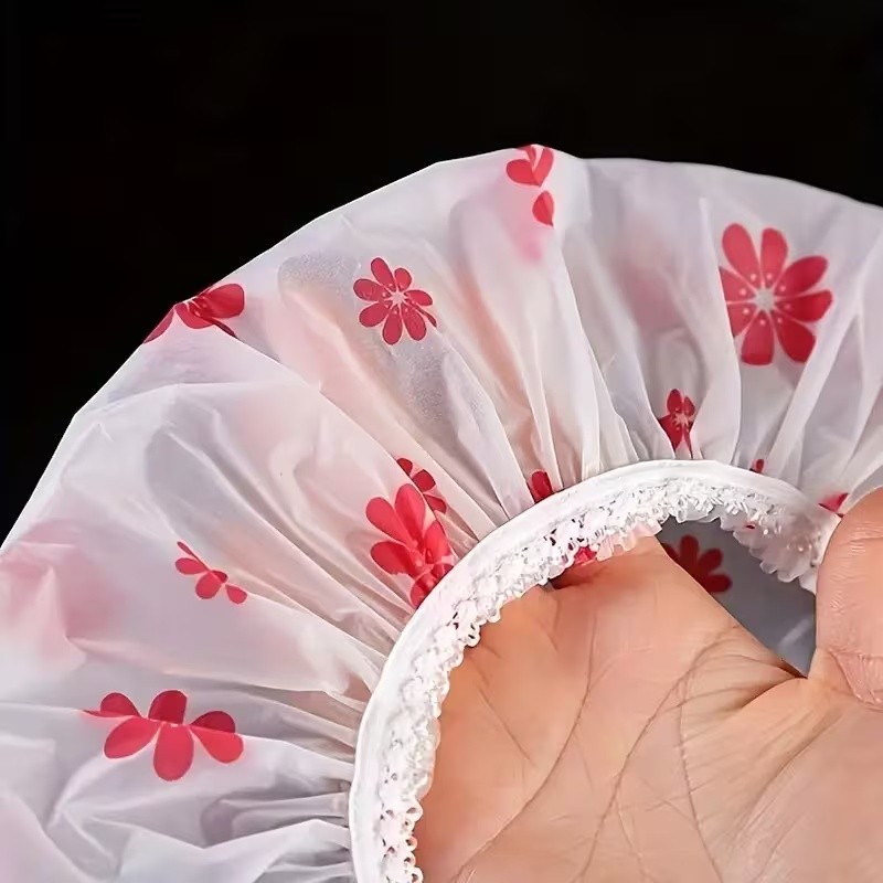 4Pcs Reusable Elastic Shower Caps Adjustable Waterproof Bath Caps Random Prints