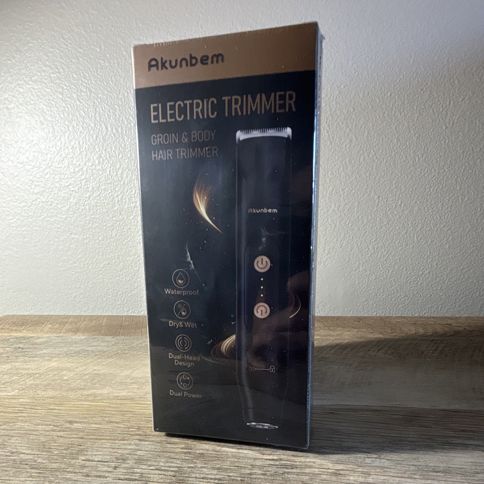 Akunbem Dual-Head Groin & Body Trimmer, Waterproof Wet/Dry, LED, USB Black