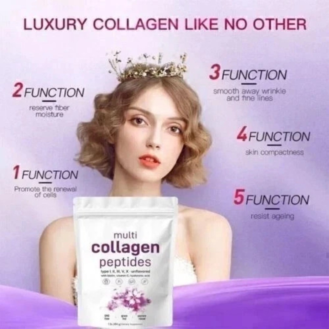 2 lb Multi Collagen Peptides Powder Hydrolyzed Protein Peptide Type I,II,III,V,X