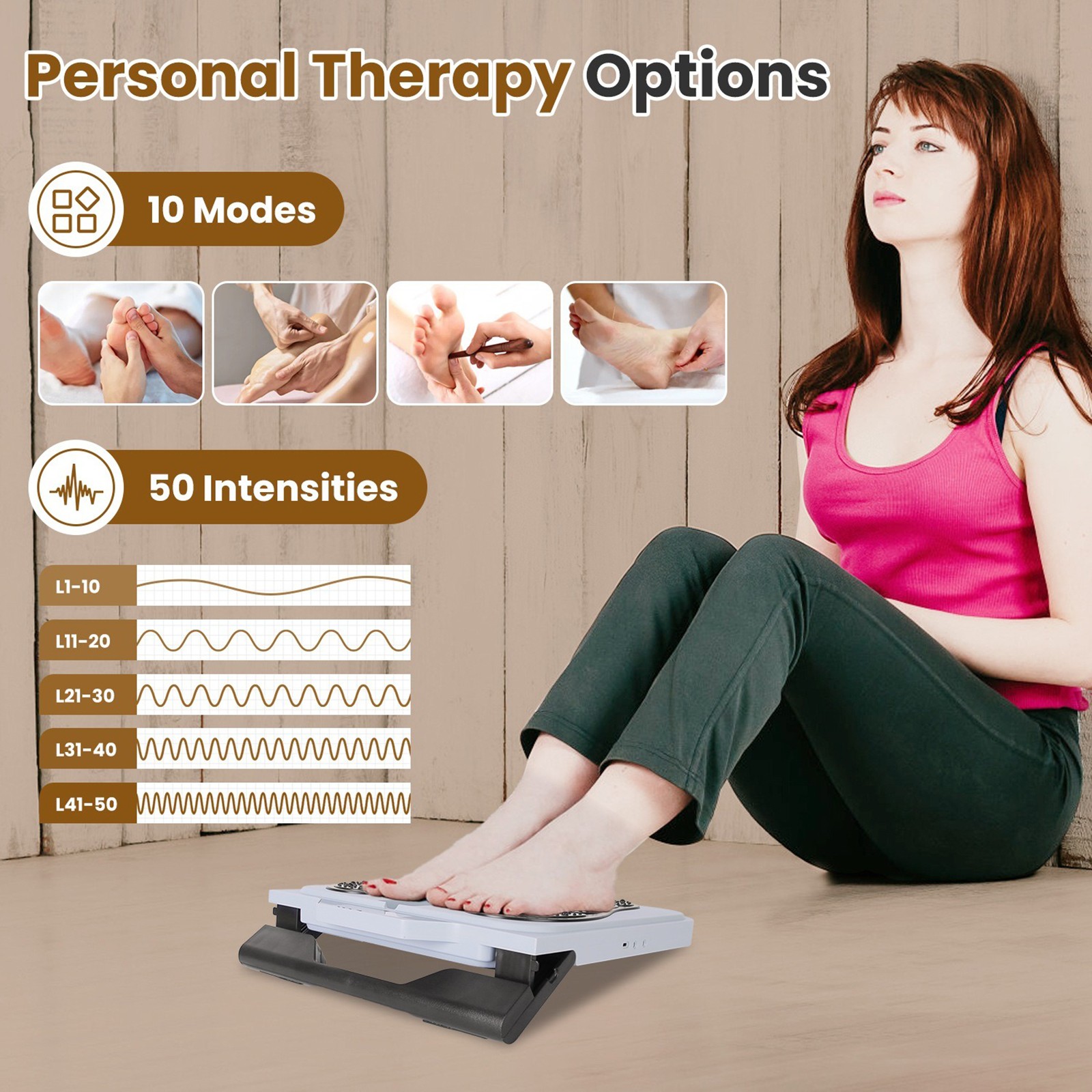 TENS Foot Circulation EMS Pain Relief Relaxation Massage Legs 10 Modes 50 Levels