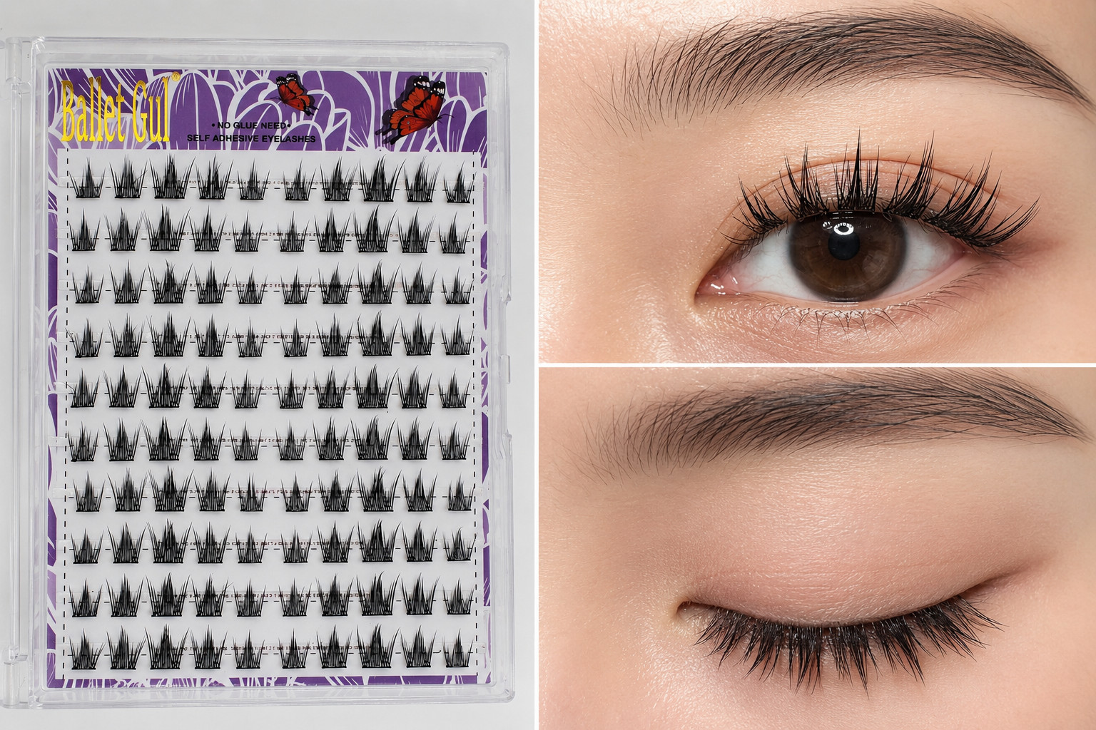 No Glue Needed Self Adhesive Cluster Lashes Natural Wispy False Lashes