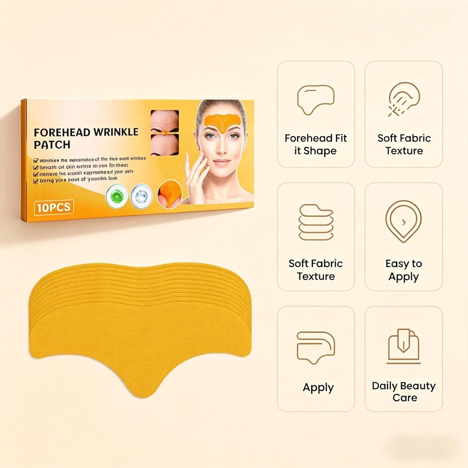 Forehead Beauty Patch, Soft Fabric Patches for Daily Skin Care, 10 Count