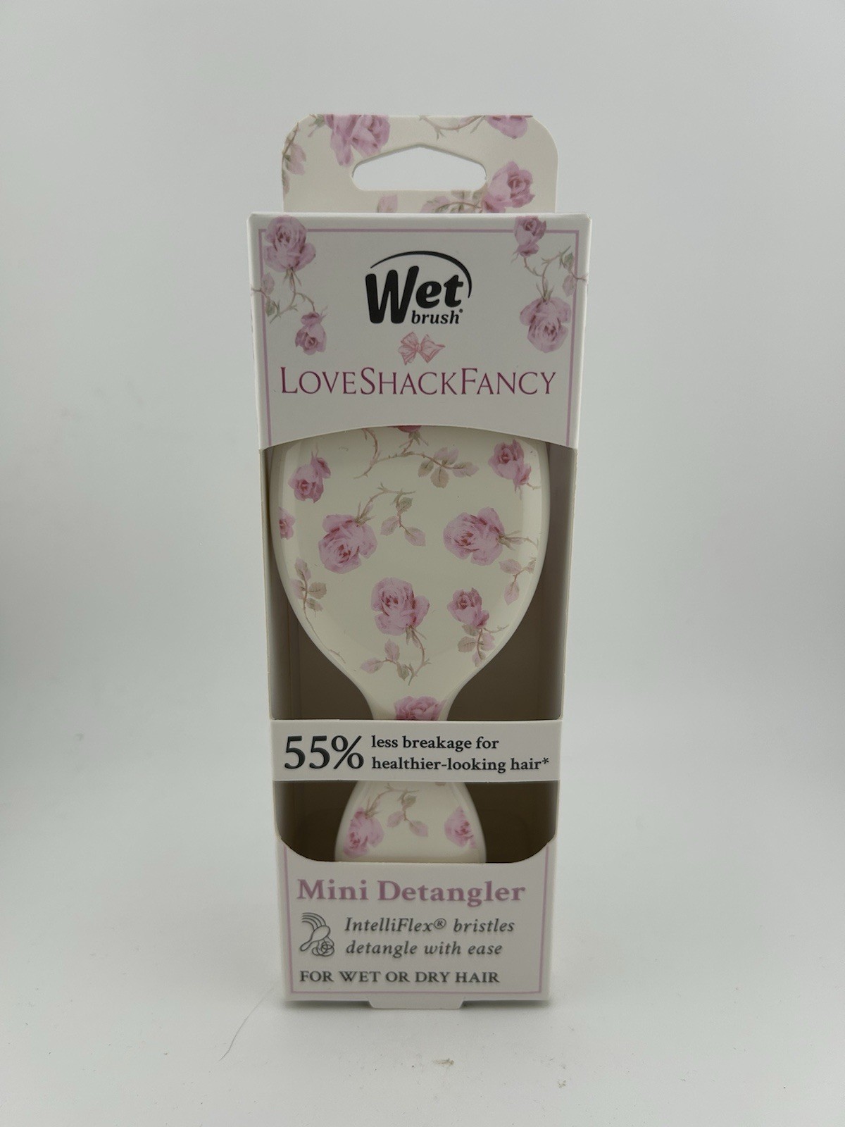 Love Shack Fancy Wet Brush Mini Detangler Hair Brush White Pink Floral