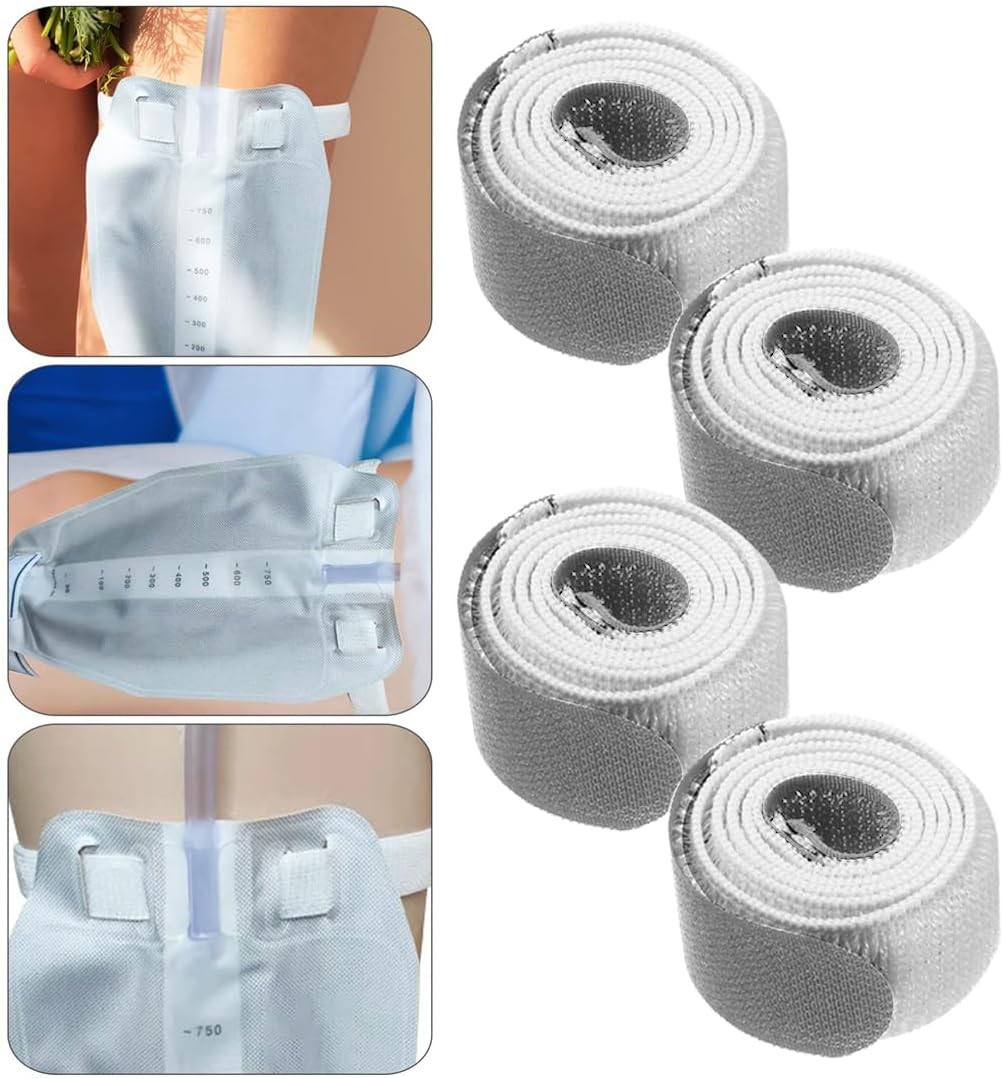 Catheter Leg Bag Straps 26” x 1” NonSlip Adjustable Reusable, 4-Pack, Grey C