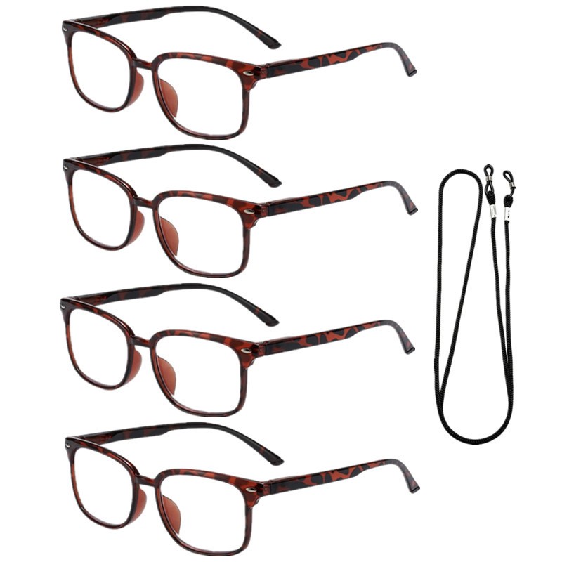 4 Pack Anti‑Blue‑Light Reading Glasses Spring Hinge +1.0 1.5 2.0 2.5 3.0 3.5 4.0