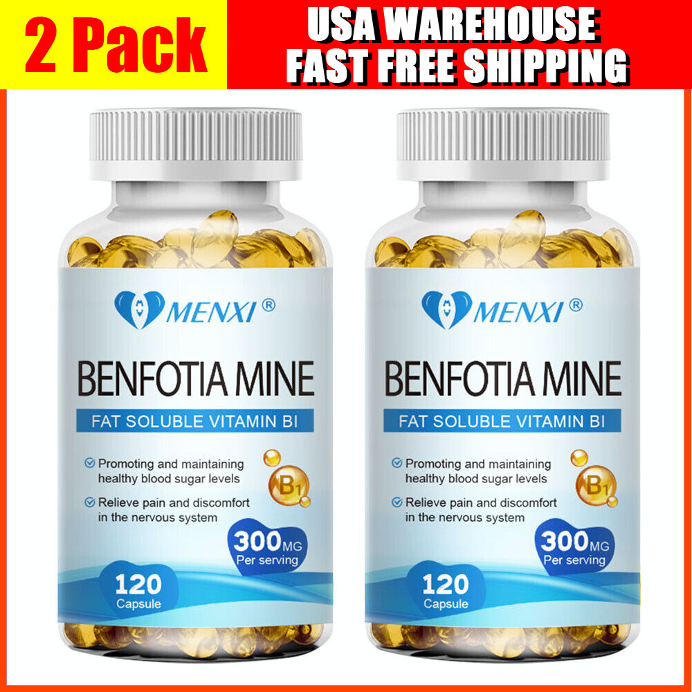 2 Packs Benfotiamine 300mg, 240 Capsules Total – Gluten Free and Non-GMO