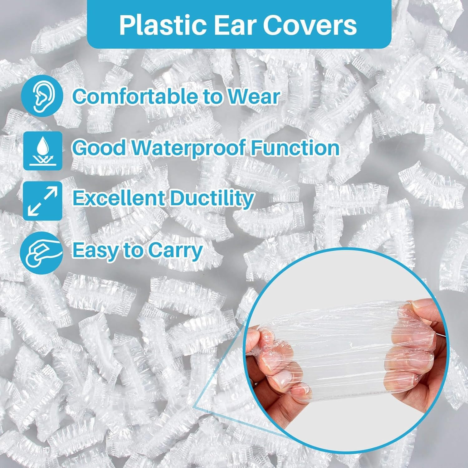300 Pack Ear Covers for Shower – Disposable Ear Cover for Hair Dye,Plastic Ear C