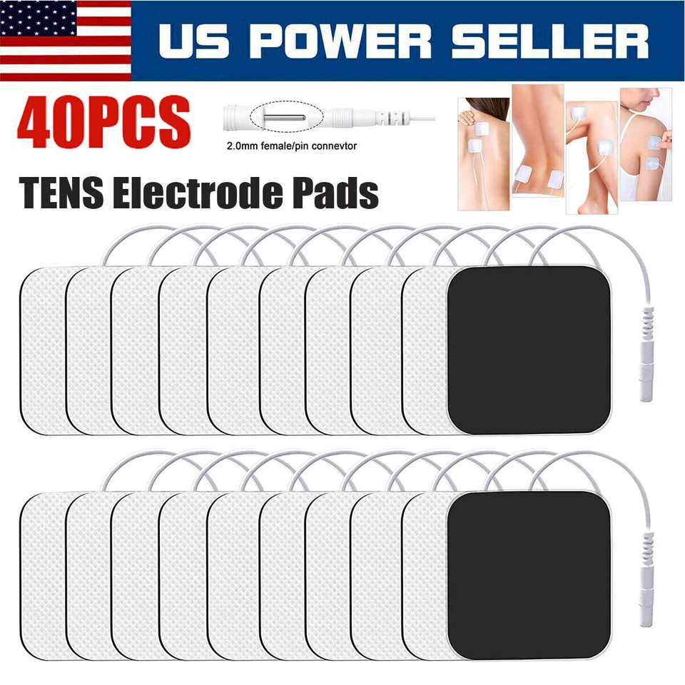 40 TENS Electrode Pads EMS Replacement Unit 7000 3000 2×2 Muscle Stimulator BULK