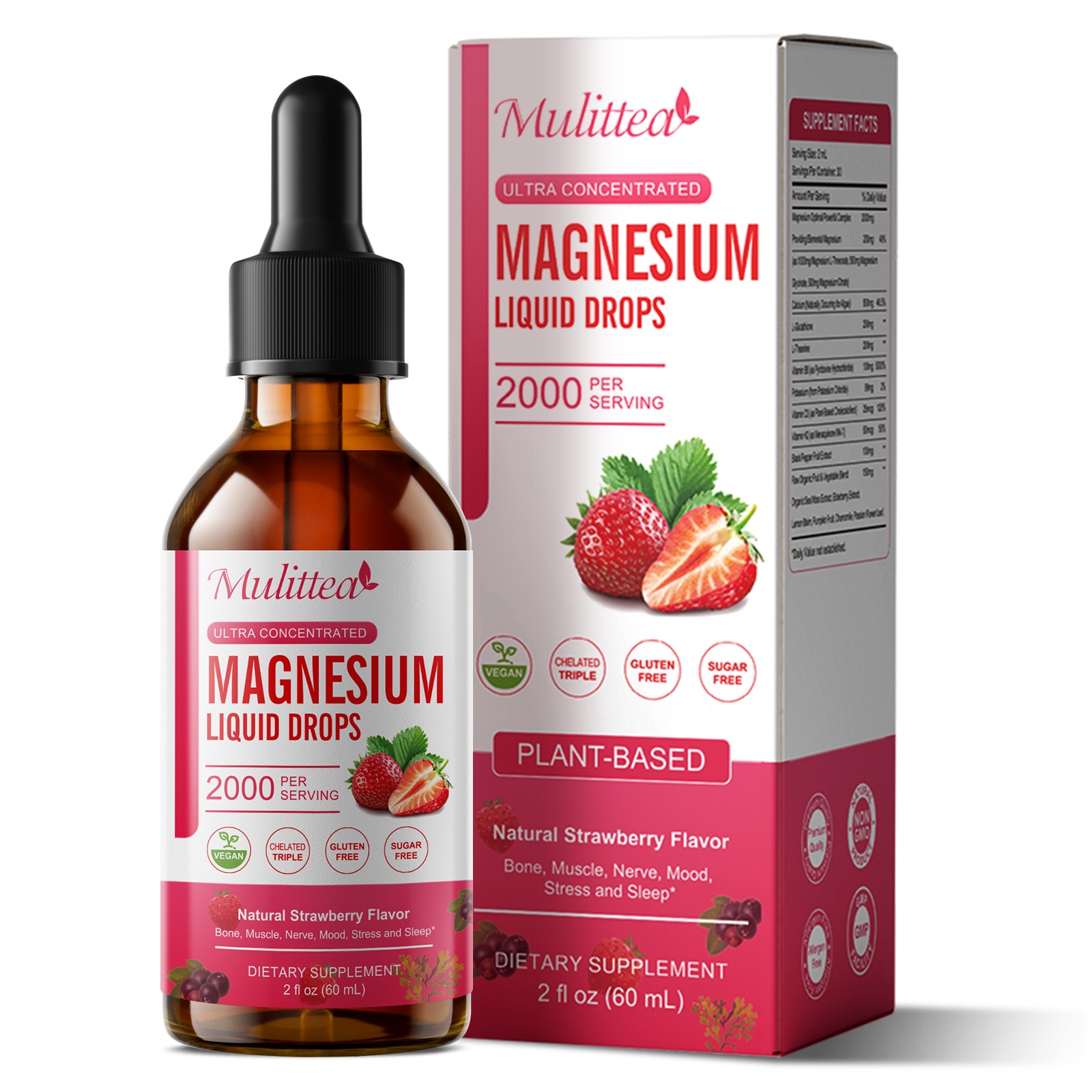 Magnesium Liquid Drops 2000mg for Restful Sleep & Stress Relief Sugar Free